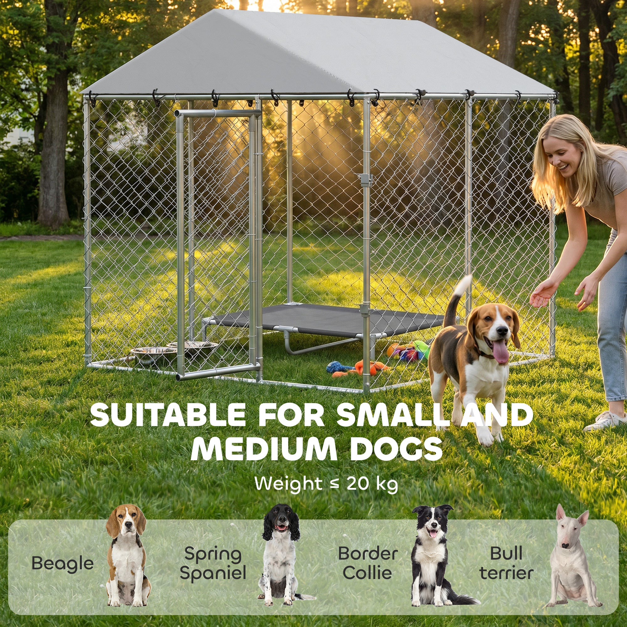 pawhut-chenil-ext-rieur-pour-chien-2-x-2-x-2-m-avec-toit-anti-uv-et-b-che-imperm image 6