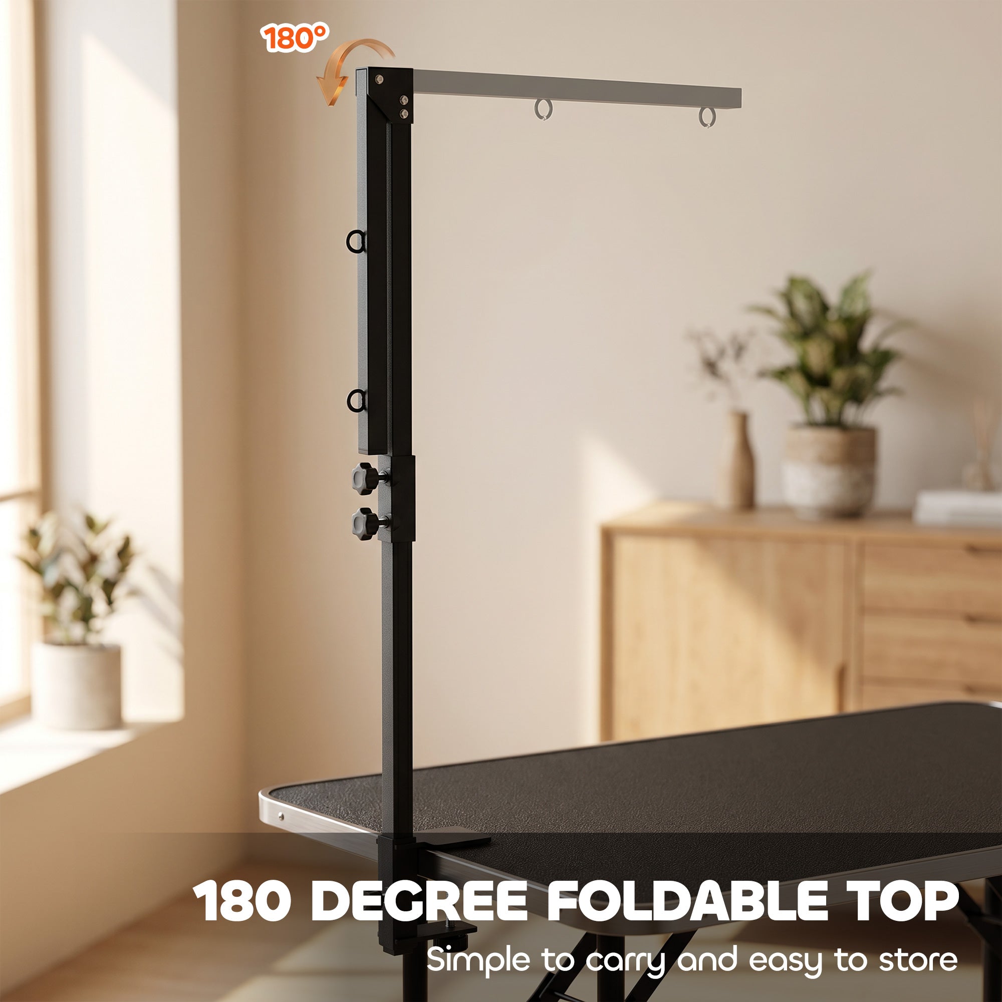 pawhut-potence-de-toilettage-r-glable-48-82-cm-avec-pince-et-2-laisse-noire image 8