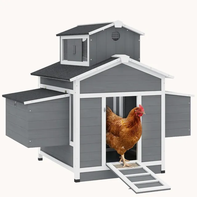 pawhut-poulailler-en-bois-2-poules-avec-pondoir-et-toit-imperm-able image 1