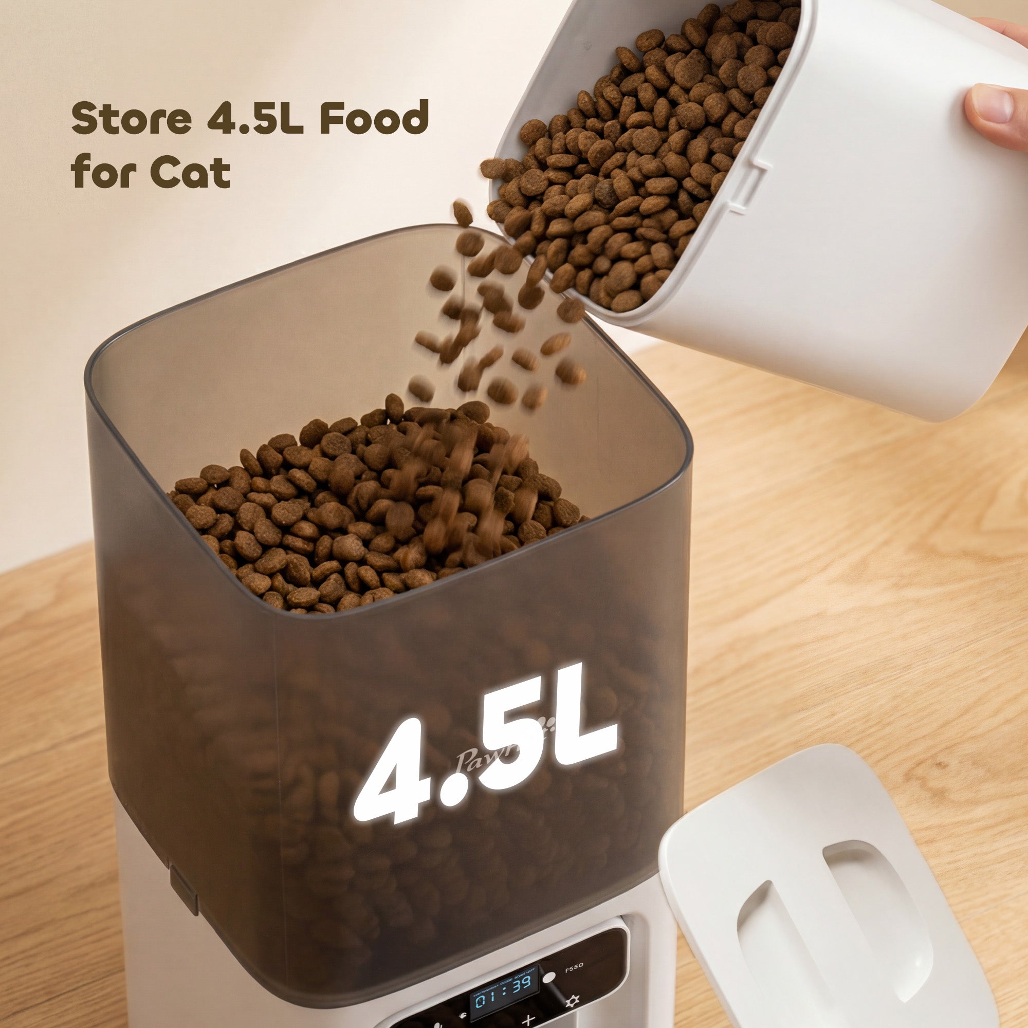 pawhut-distributeur-croquettes-chat-automatique-4-5l-avec-bol-inox-6-repas-et-vo image 6