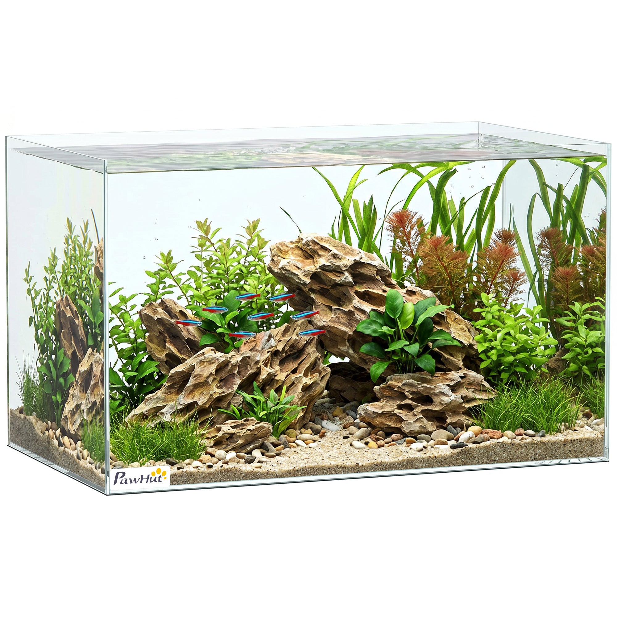 pawhut-aquarium-en-verre-43l-50-x-30-x-30-cm-avec-tapis-de-protection image 1