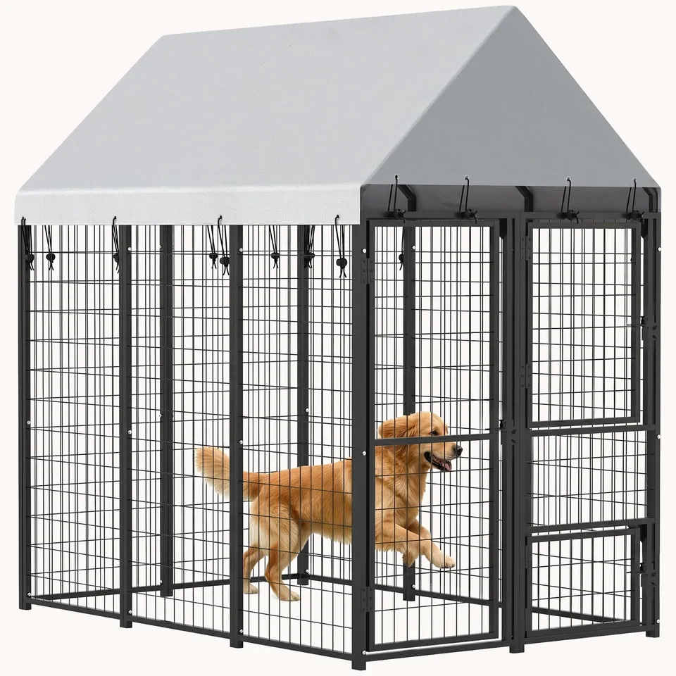 pawhut-chenil-ext-rieur-extensible-6-x-4-x-6-avec-toit-et-3-portes-verrouillable image 1