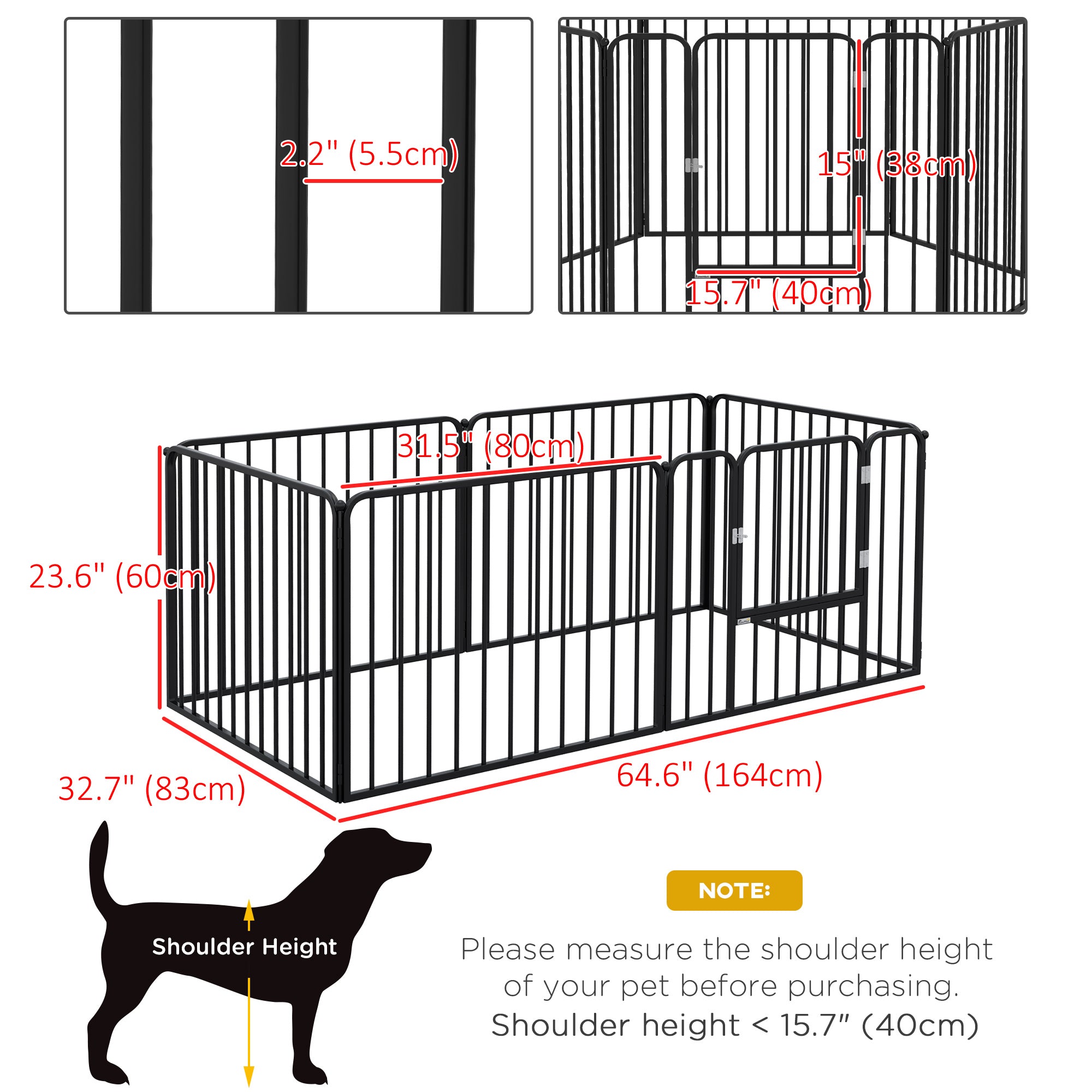 pawhut-parc-pour-chiot-8-panneaux-61-cm-acier-barres-verticales-fixation-murale image 5