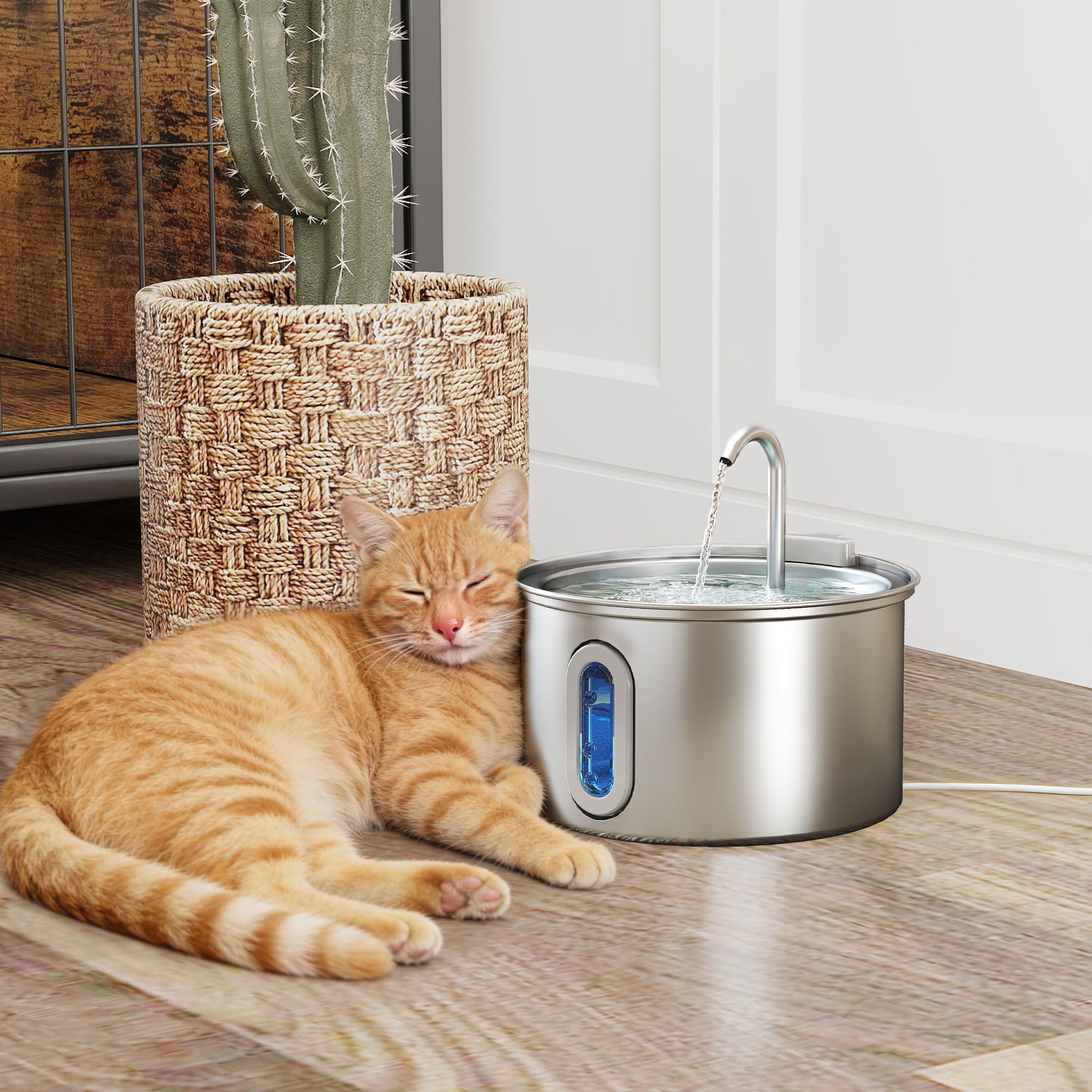 pawhut-fontaine-eau-chat-inox-2-5-l-ultra-silencieuse-7-filtres image 3