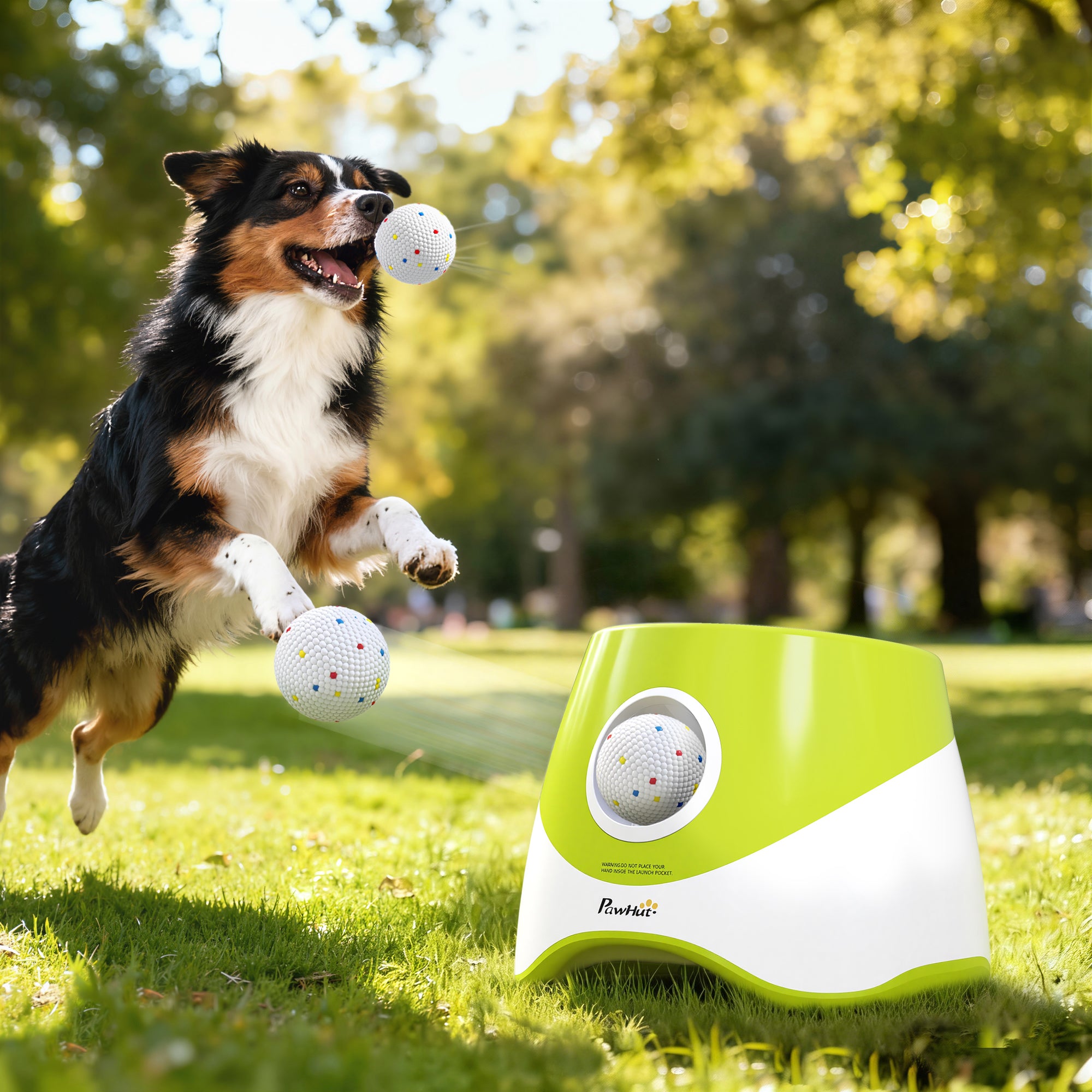 pawhut-lanceur-de-balles-automatique-chien-3-distances-5-balles-etpu-vert image 4