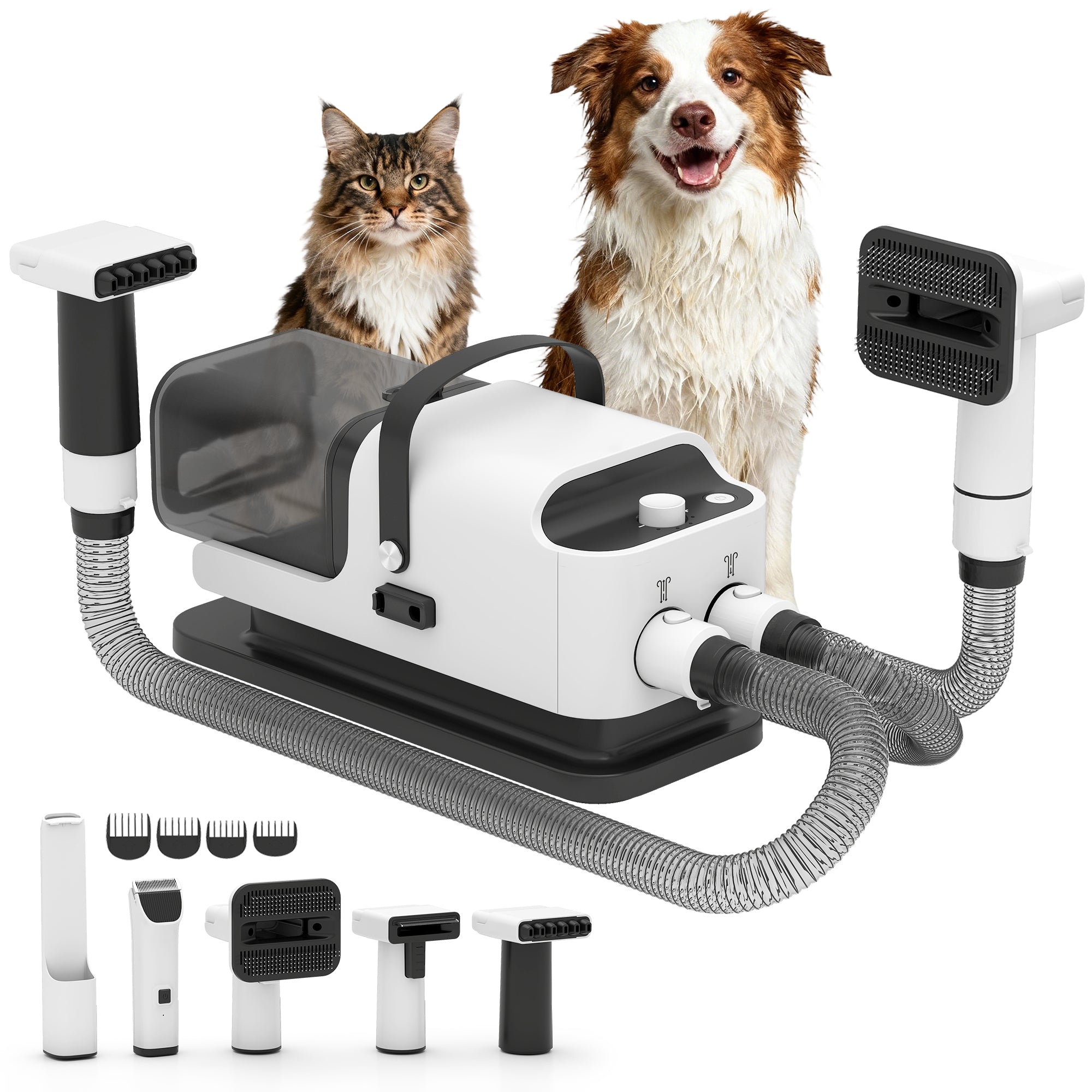 pawhut-kit-toilettage-chien-aspirateur-5-en-1-avec-s-choir-et-tondeuse-1-8l-1200 image 1