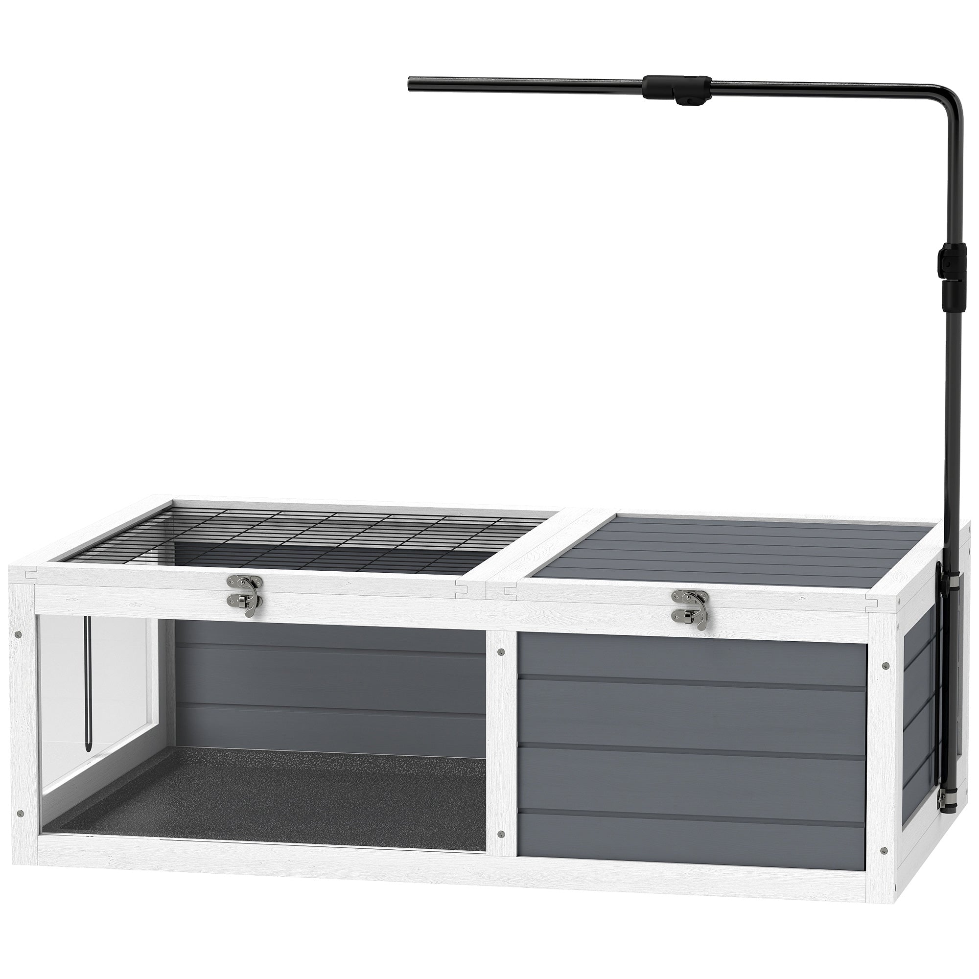 pawhut-maison-tortue-en-bois-habitat-ensoleill-avec-support-lampe-chauffante-gri image 2