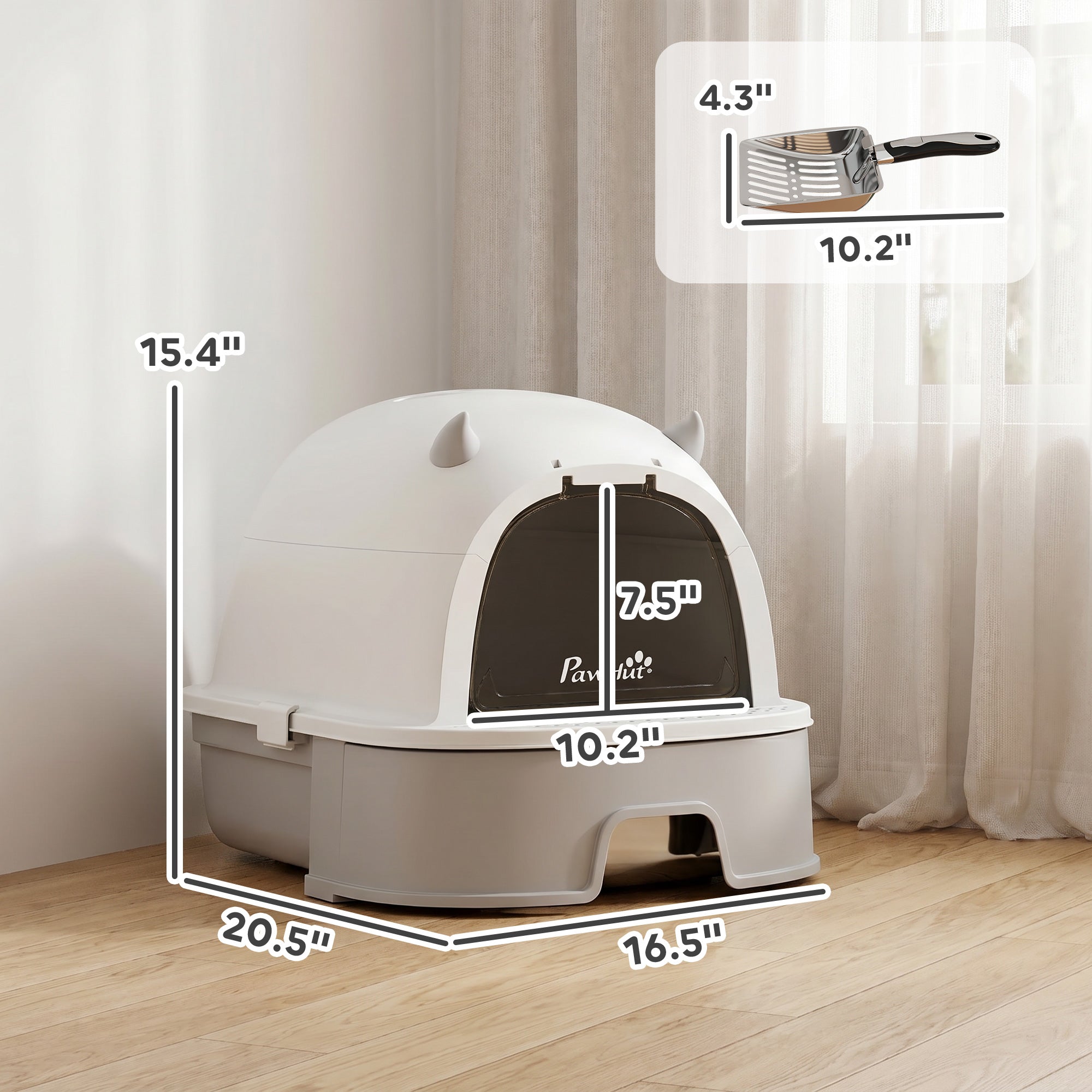 pawhut-bac-liti-re-couvert-inox-avec-tiroir-coulissant-gris-grand-mod-le image 5