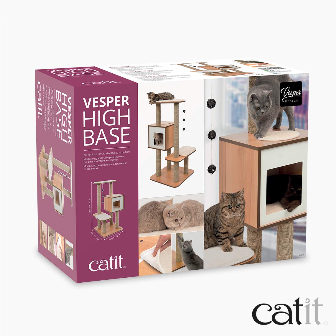 vesper-high-base-52045-arbre-chat-haut-en-noyer-avec-poteaux-sisal-et-cube-douil image 7