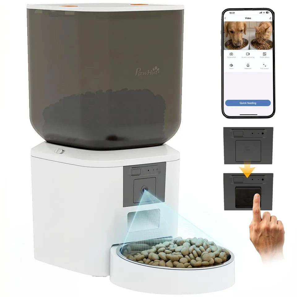 pawhut-distributeur-croquettes-automatique-8l-avec-cam-ra-vision-nocturne-wifi image 1