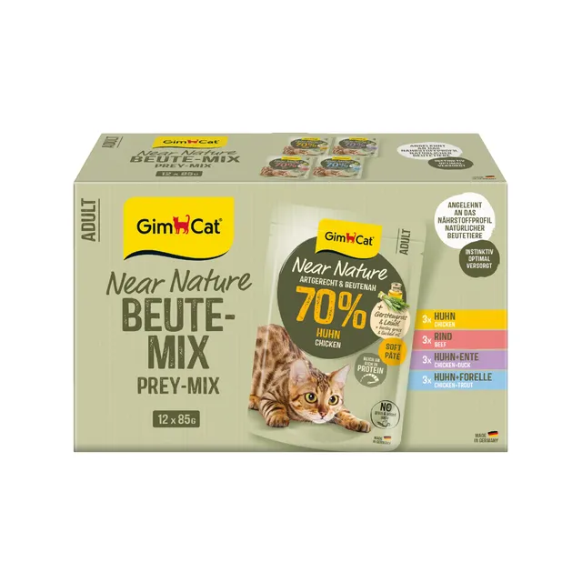 gimcat-near-nature-probier-mix-nourriture-humide-sans-cereales-pour-chat-12-x-85 image 1