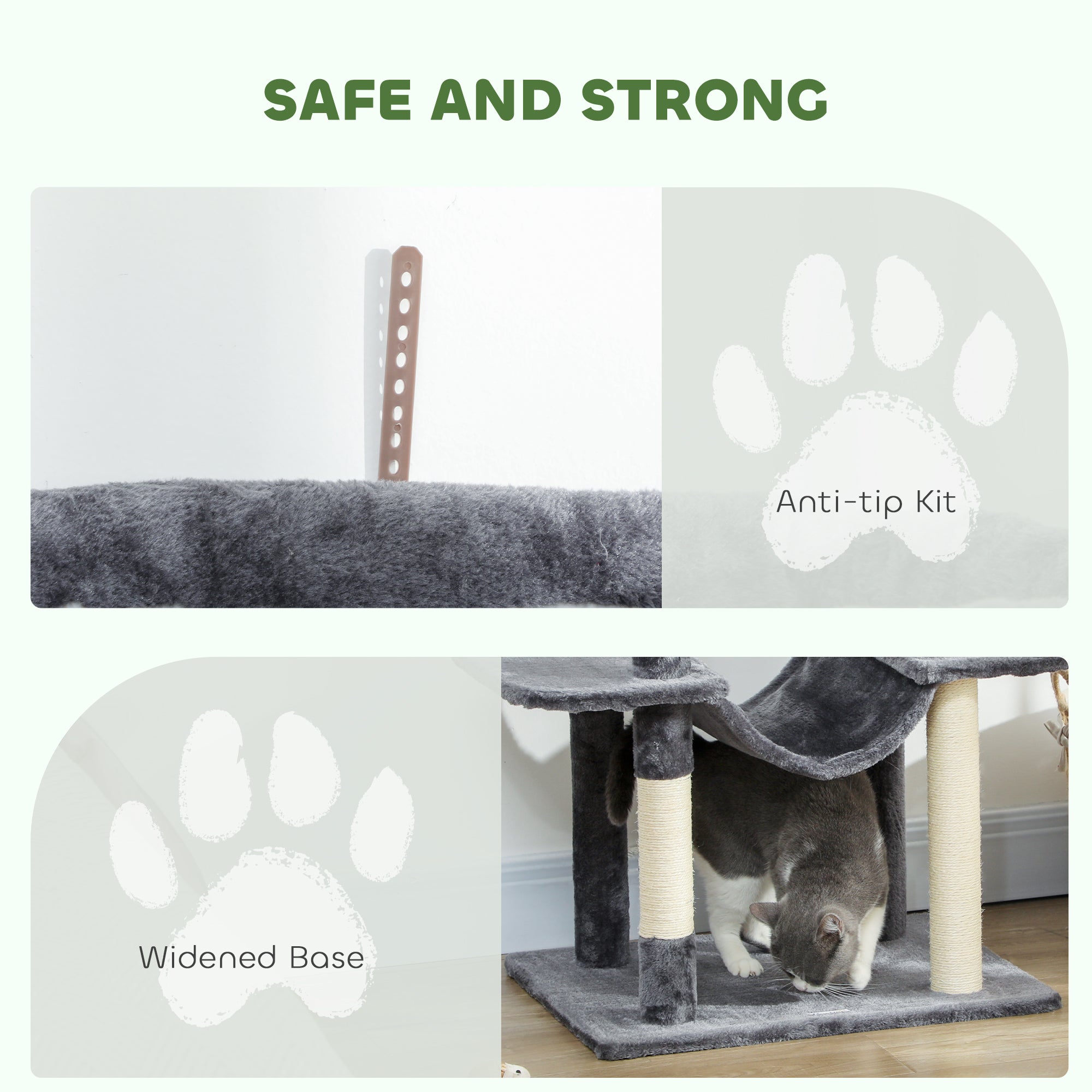 pawhut-arbre-chat-175-cm-type-tour-avec-2-niches-3-hamacs-et-perchoirs-gris-fonc image 8