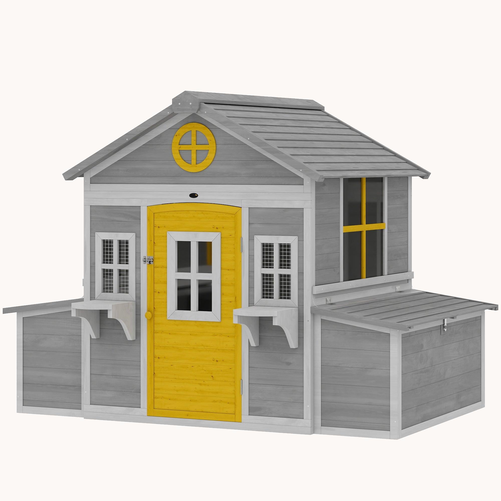 pawhut-poulailler-bois-182-x-126-x-136-cm-pour-2-4-poules-2-pondoirs-gris image 2