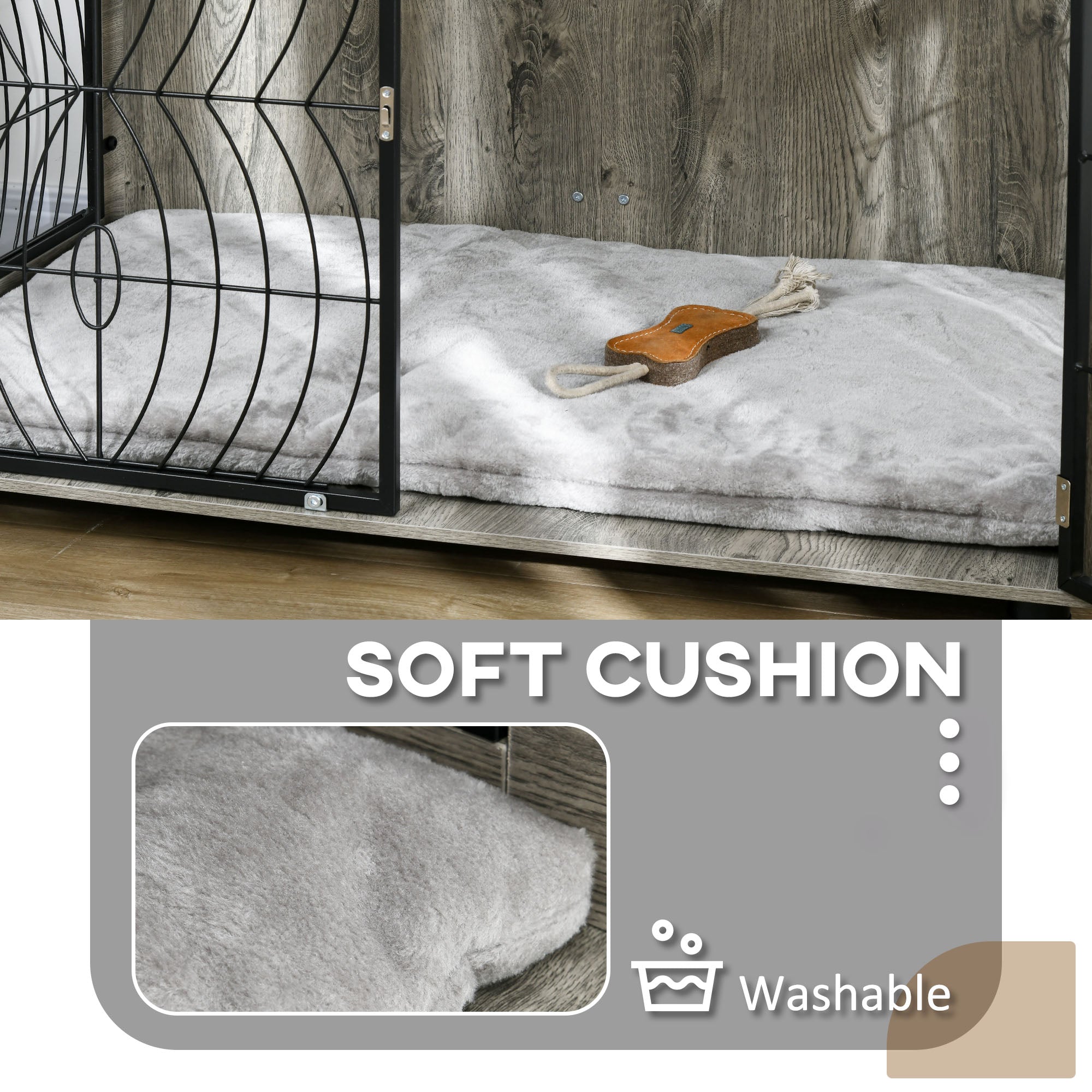 pawhut-cage-chien-table-d-appoint-118x75x82cm-avec-coussin-gris image 8