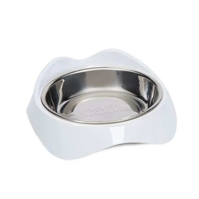 catit-pixi-gamelle-simple-blanche-pour-chat-avec-insert-inox-200-ml image 1