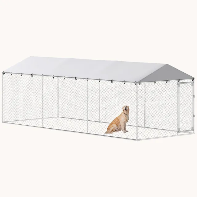pawhut-enclos-pour-chien-ext-rieur-avec-couverture-imperm-able-et-double-verrou- image 1