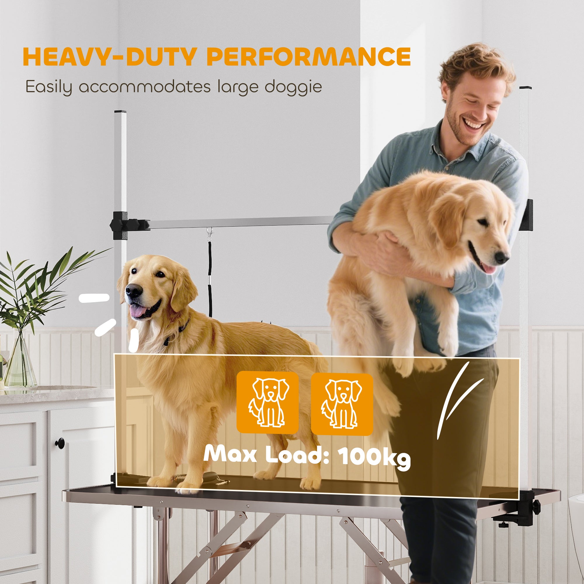 pawhut-table-de-toilettage-pliante-pour-chien-109-cm-avec-bras-20-81-cm-et-2-lon image 7