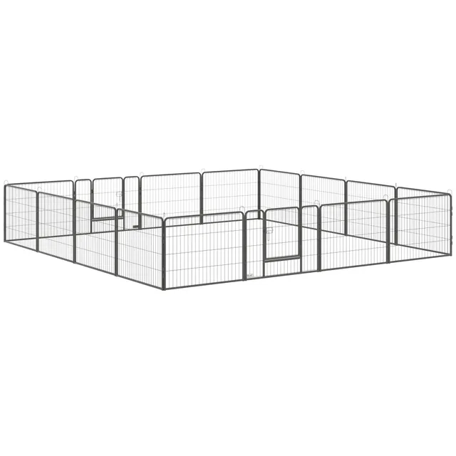 pawhut-parc-pour-chien-16-panneaux-m-tal-60-cm-haut-enclos-int-rieur-ext-rieur image 1