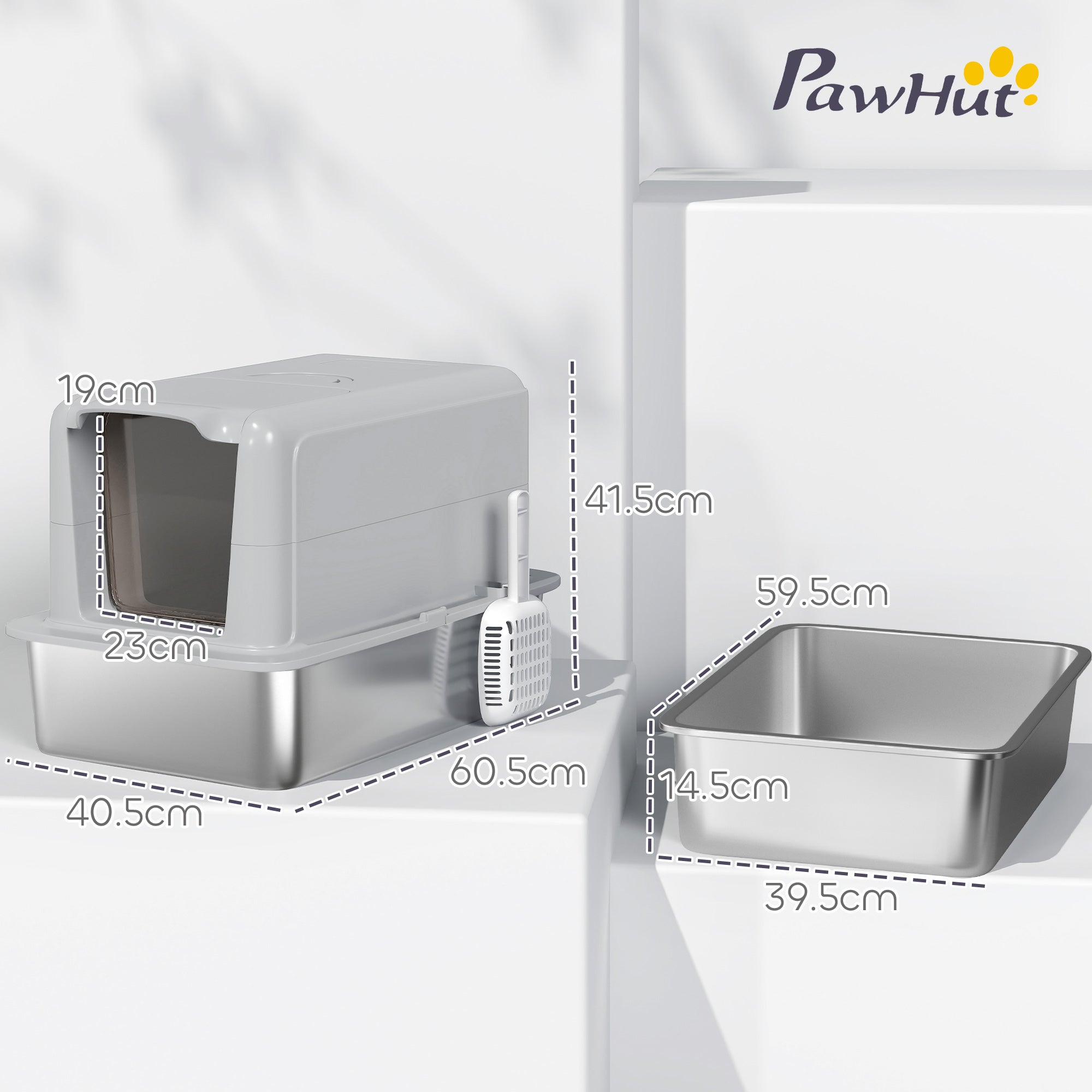 pawhut-bac-liti-re-chat-inox-xl-avec-couvercle-pelle-filtre-et-sacs image 5