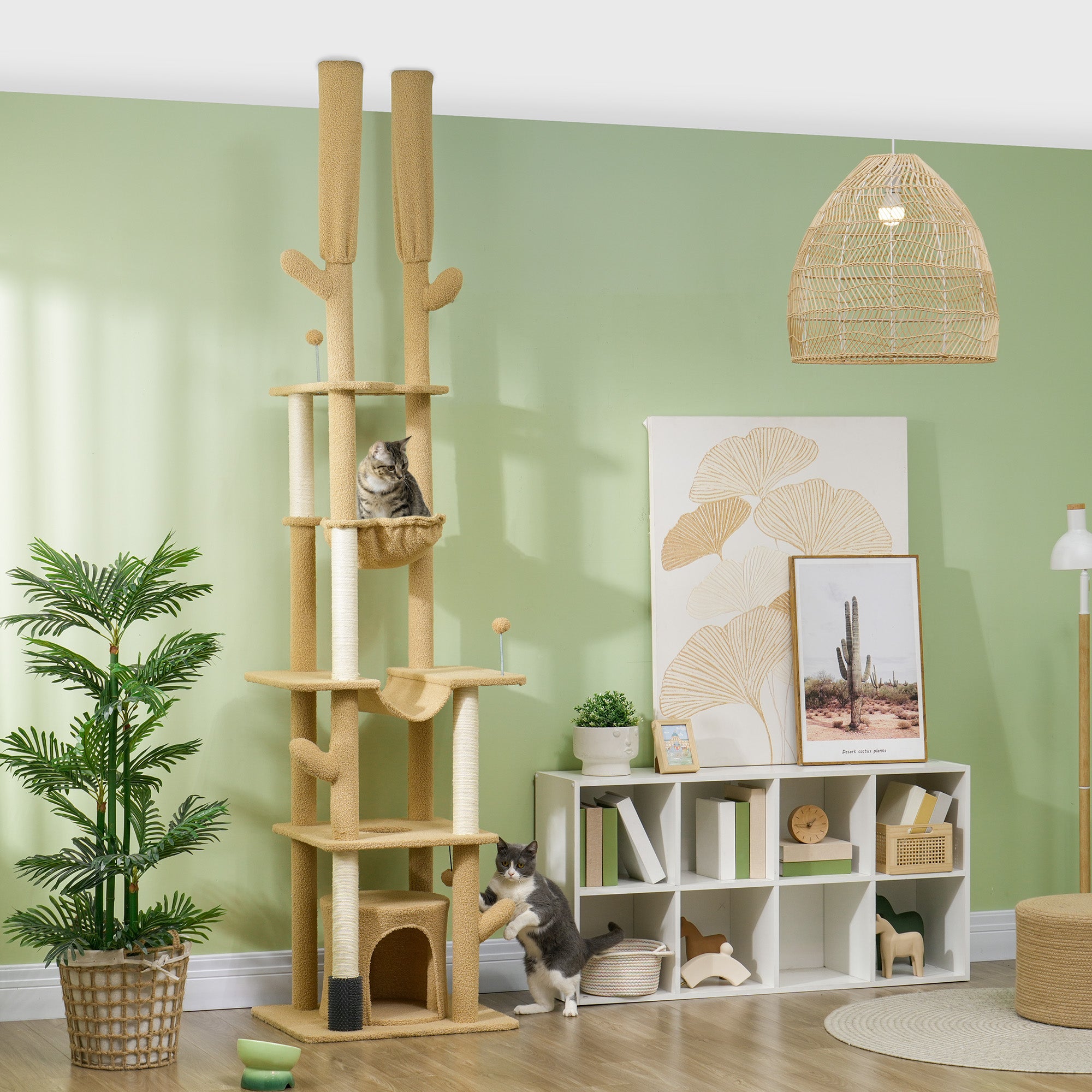 pawhut-arbre-chat-cactus-du-sol-au-plafond-226-254-cm-89-100-marron image 3