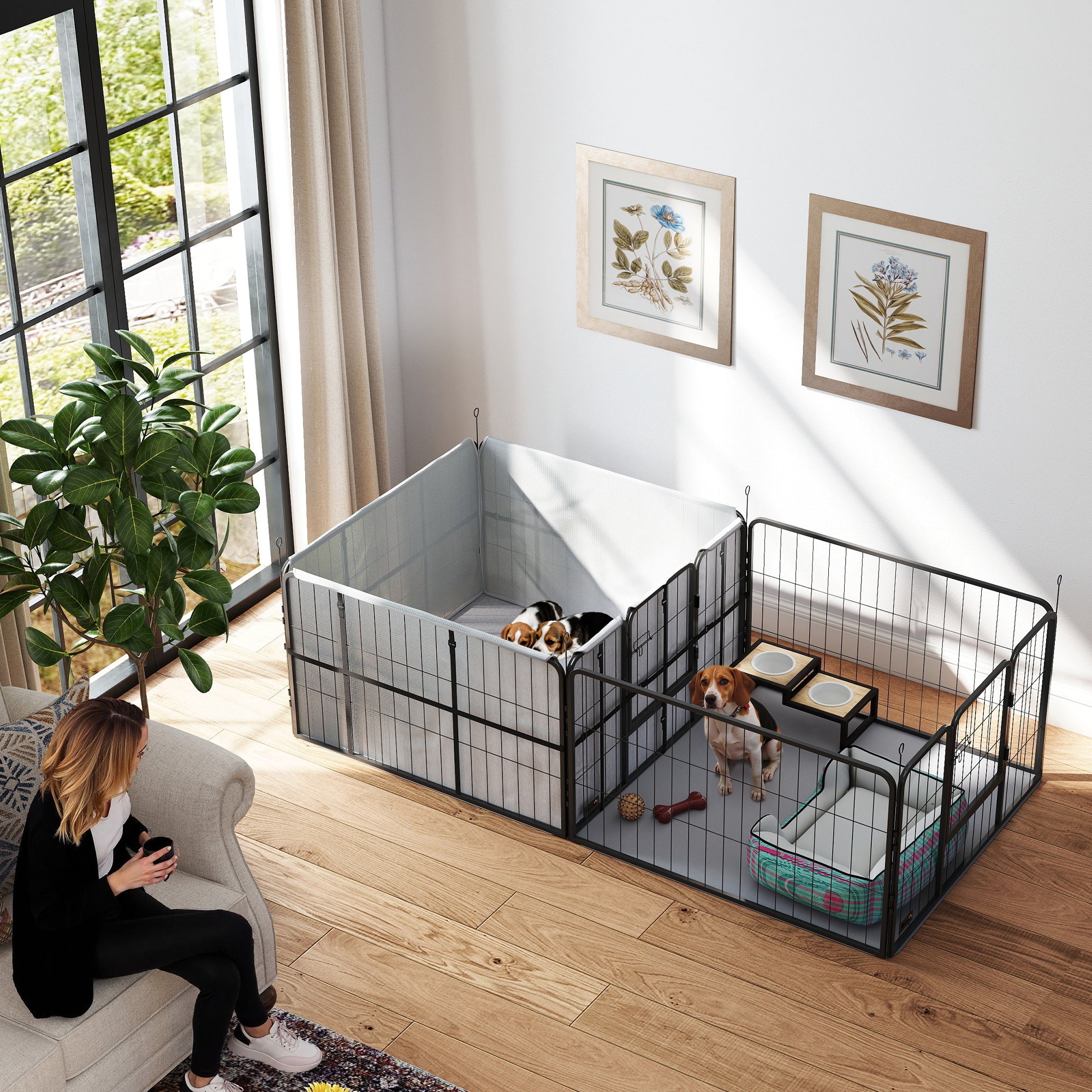 pawhut-caisse-de-mise-bas-modulable-avec-housse-et-tapis-pour-chien image 4