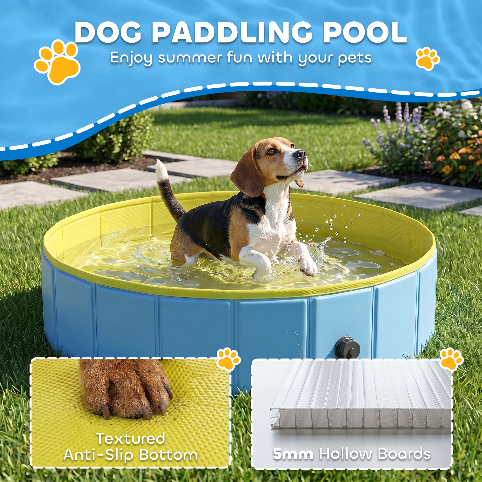 pawhut-piscine-chien-pliable-100-x-30-cm-bleu-jaune image 6