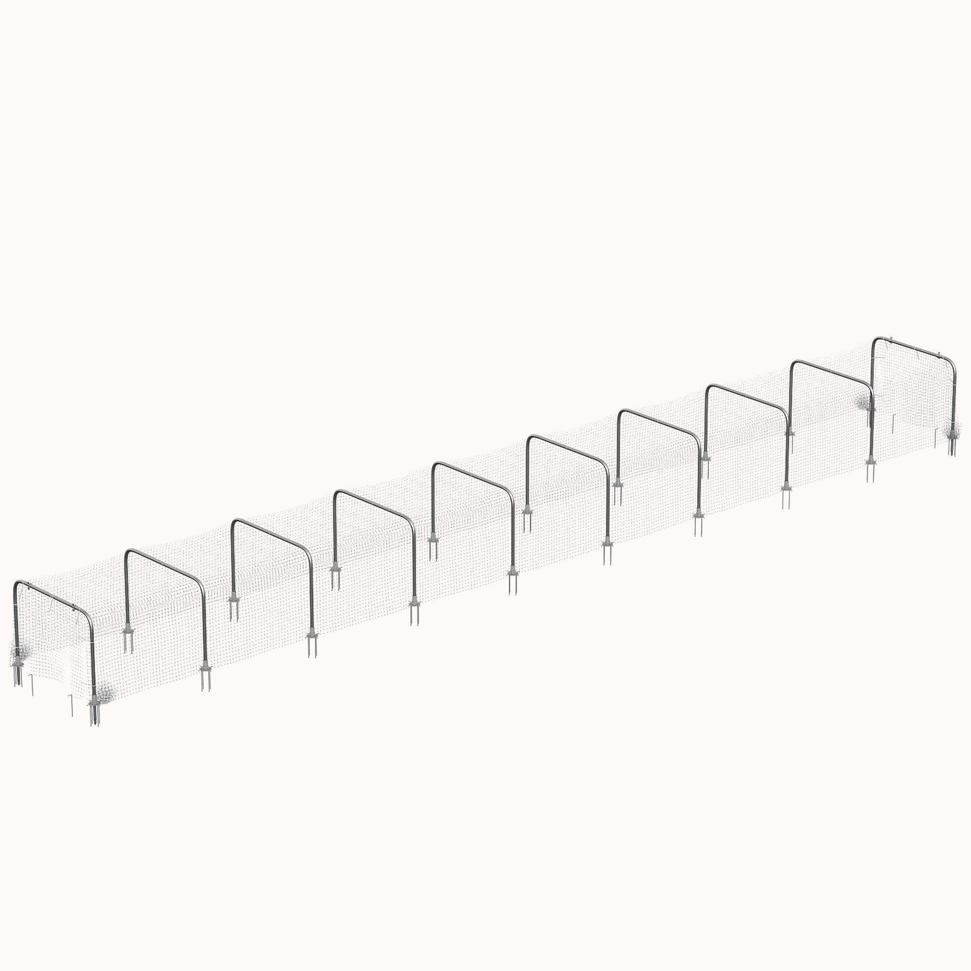 pawhut-enclos-poulailler-tunnel-extra-long-899-x-99-cm-galvanis-10-arches-argent image 1