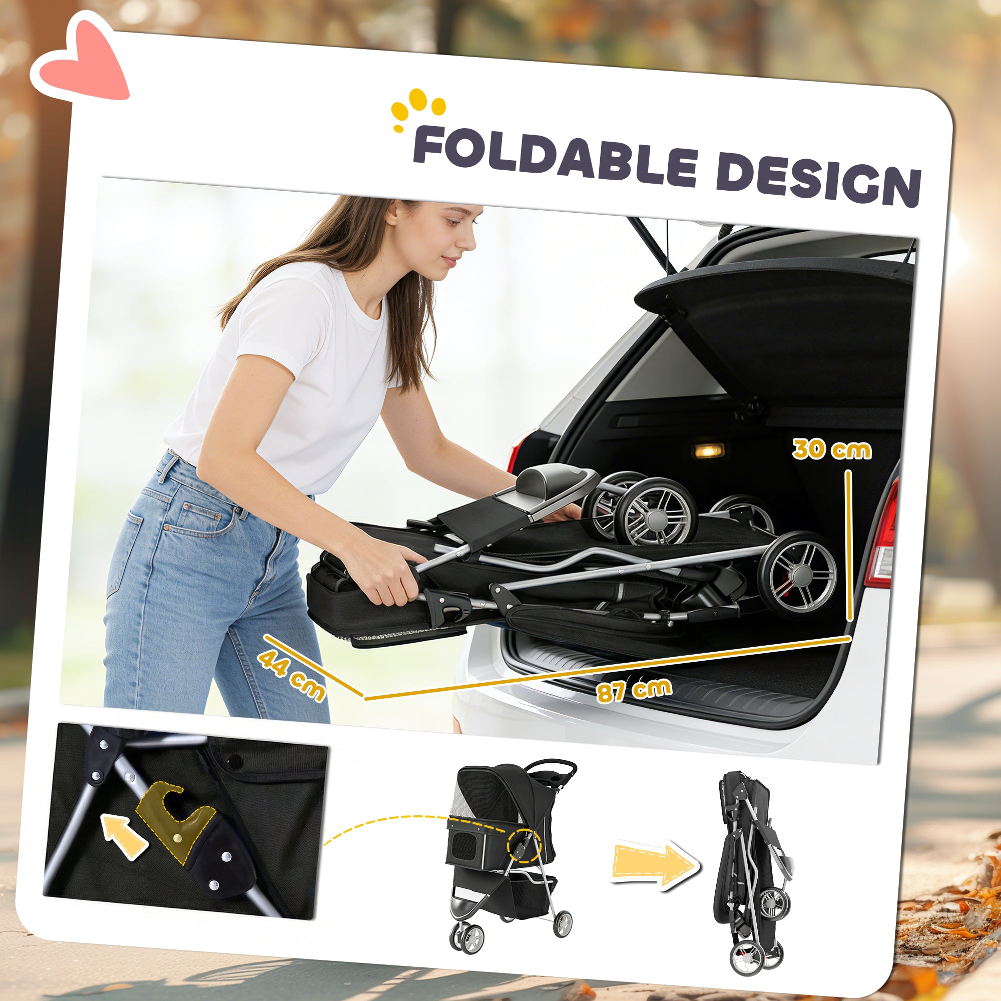 pawhut-poussette-chien-et-chat-3-roues-pliable-avec-porte-gobelet-noir image 7