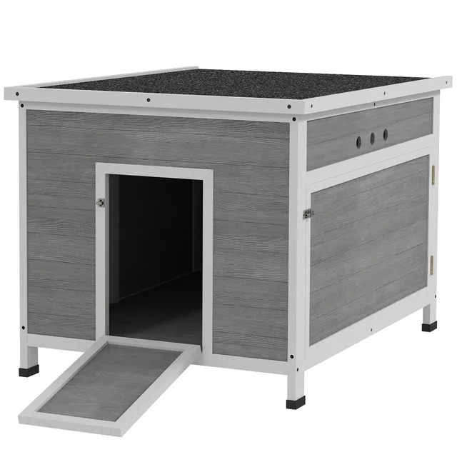 pawhut-cabane-canards-avec-toit-ouvrant-et-plancher-amovible-gris-clair image 1