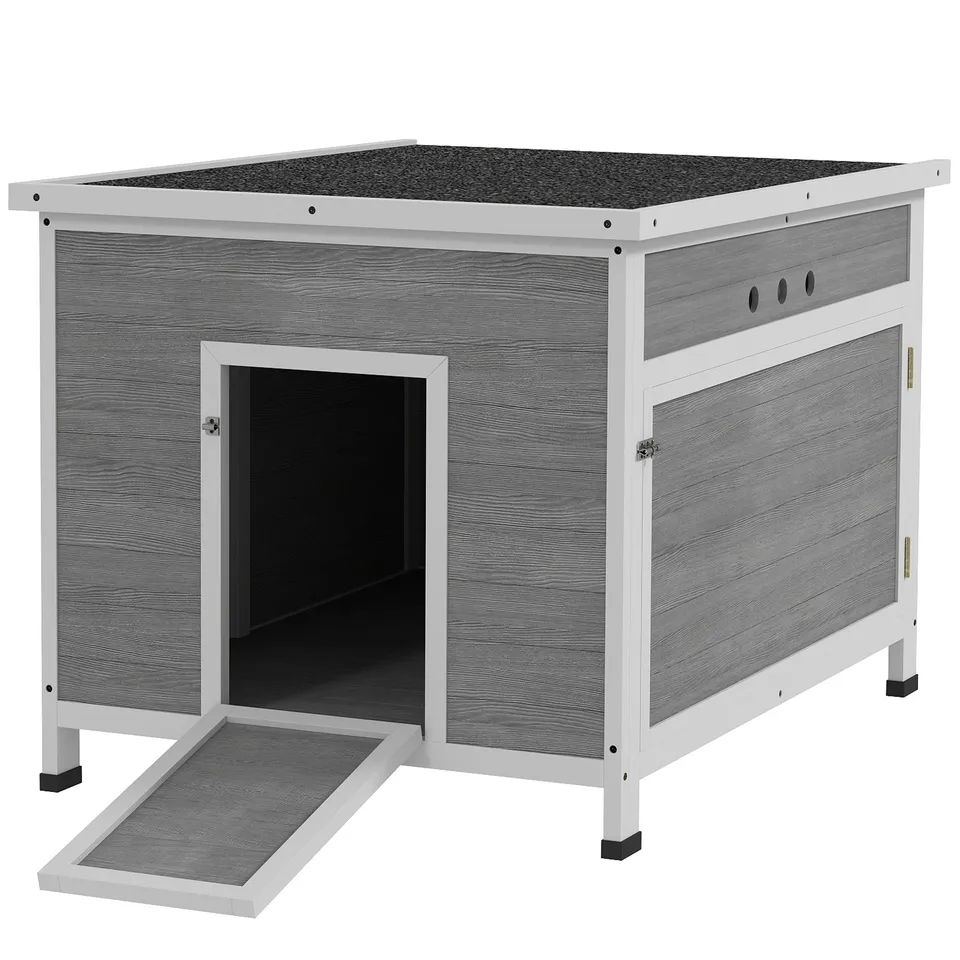 pawhut-cabane-canards-avec-toit-ouvrant-et-plancher-amovible-gris-clair image 1