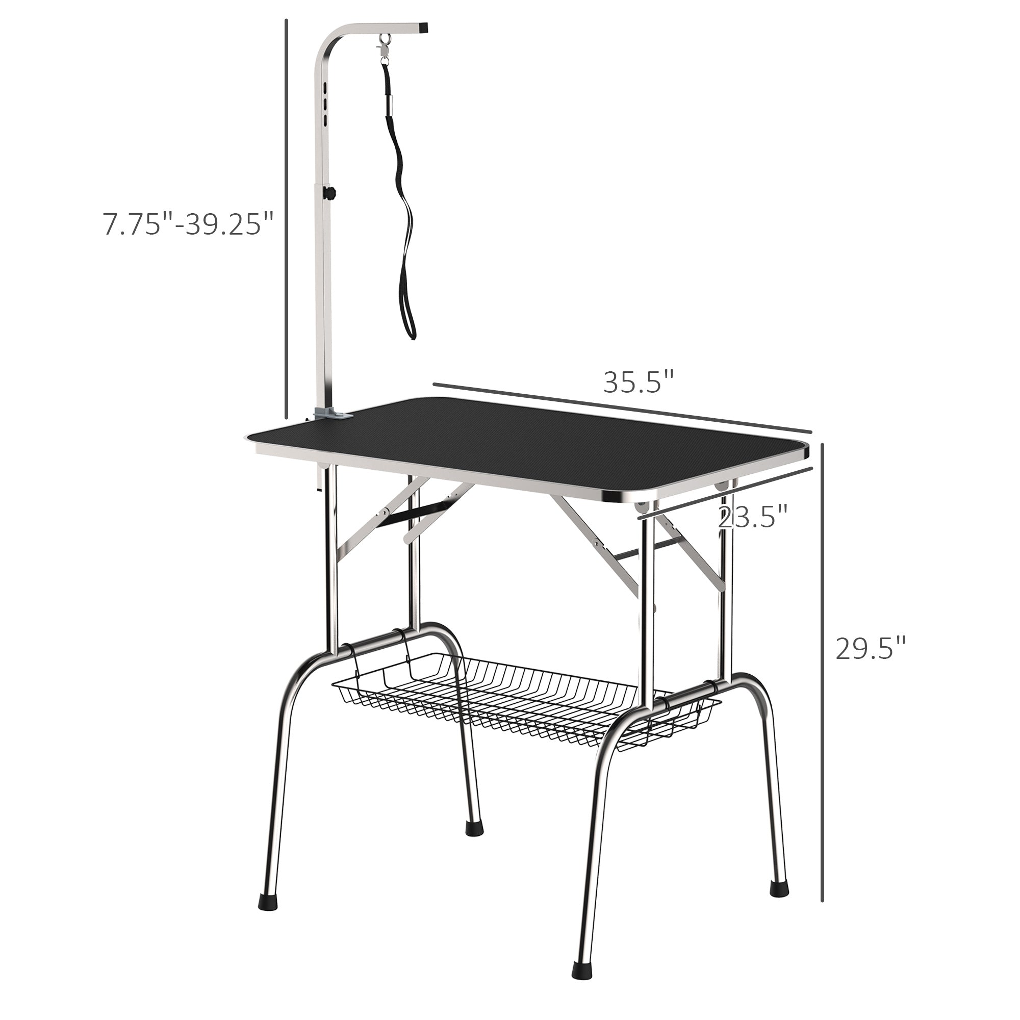 pawhut-table-de-toilettage-pliable-36-avec-bras-r-glable-noire image 5
