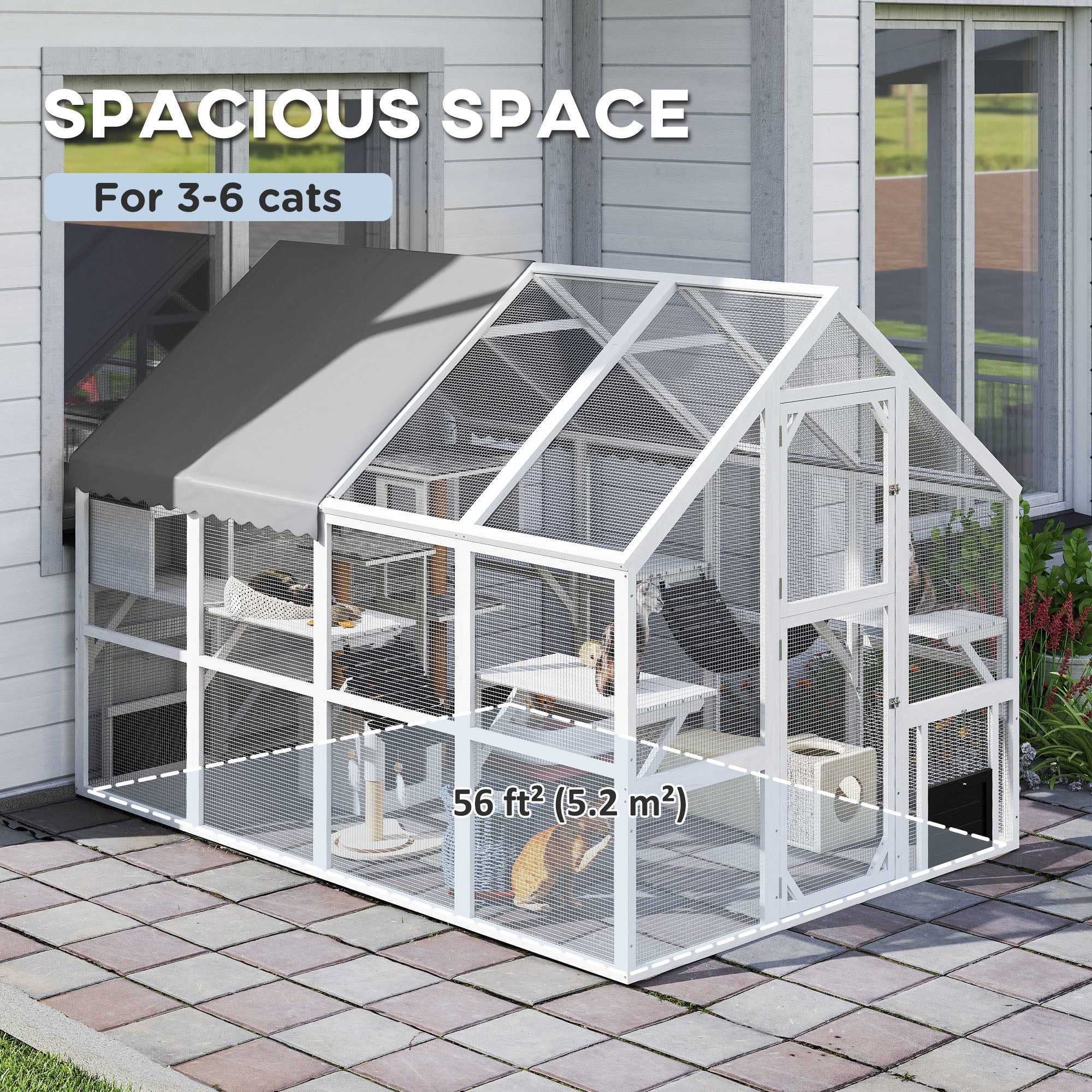 pawhut-catio-enclos-ext-rieur-blanc-xxl-avec-plateformes-ponts-et-toit-imperm-ab image 6