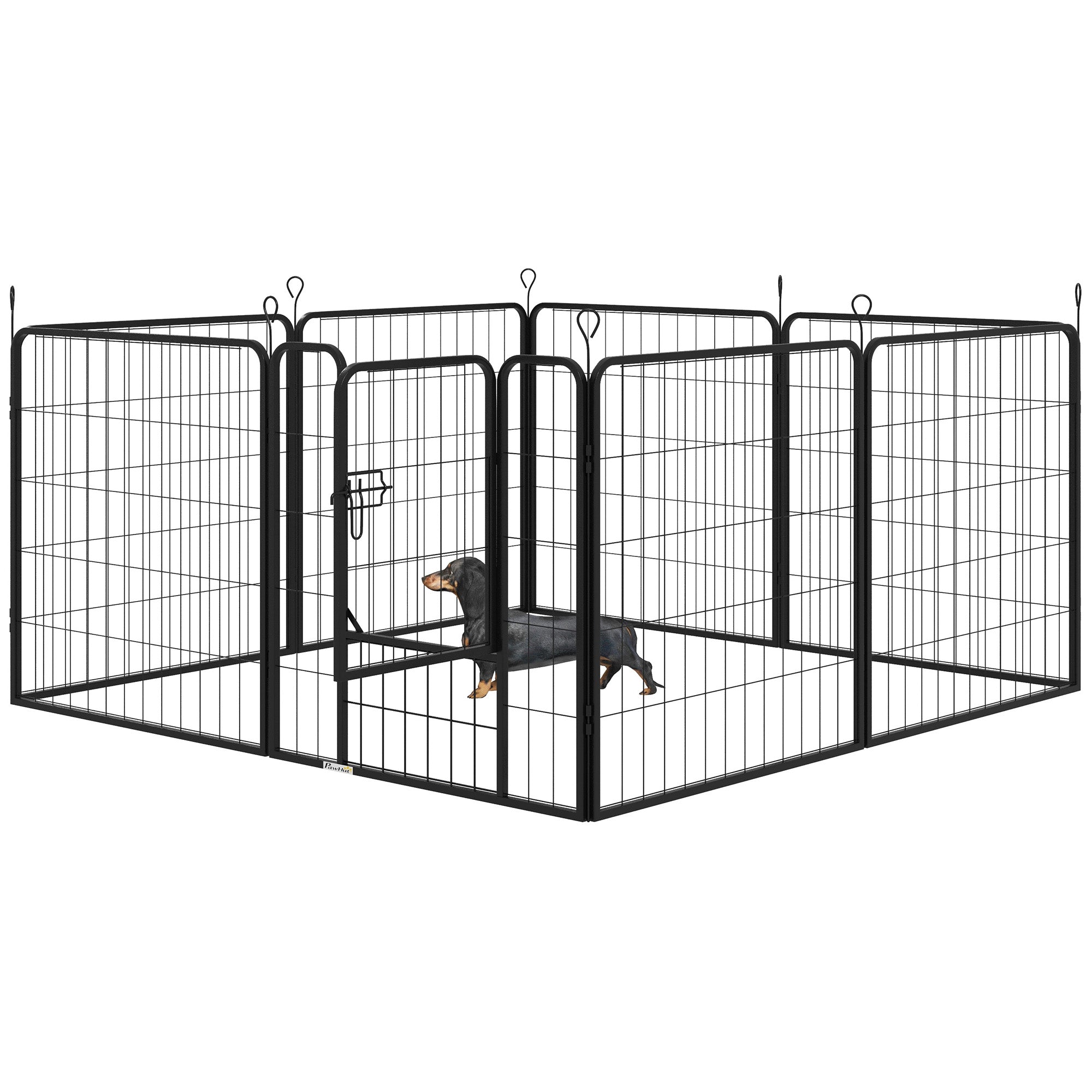 pawhut-parc-pour-chien-8-panneaux-80-cm-m-tal-avec-porte-int-rieur-ext-rieur image 2