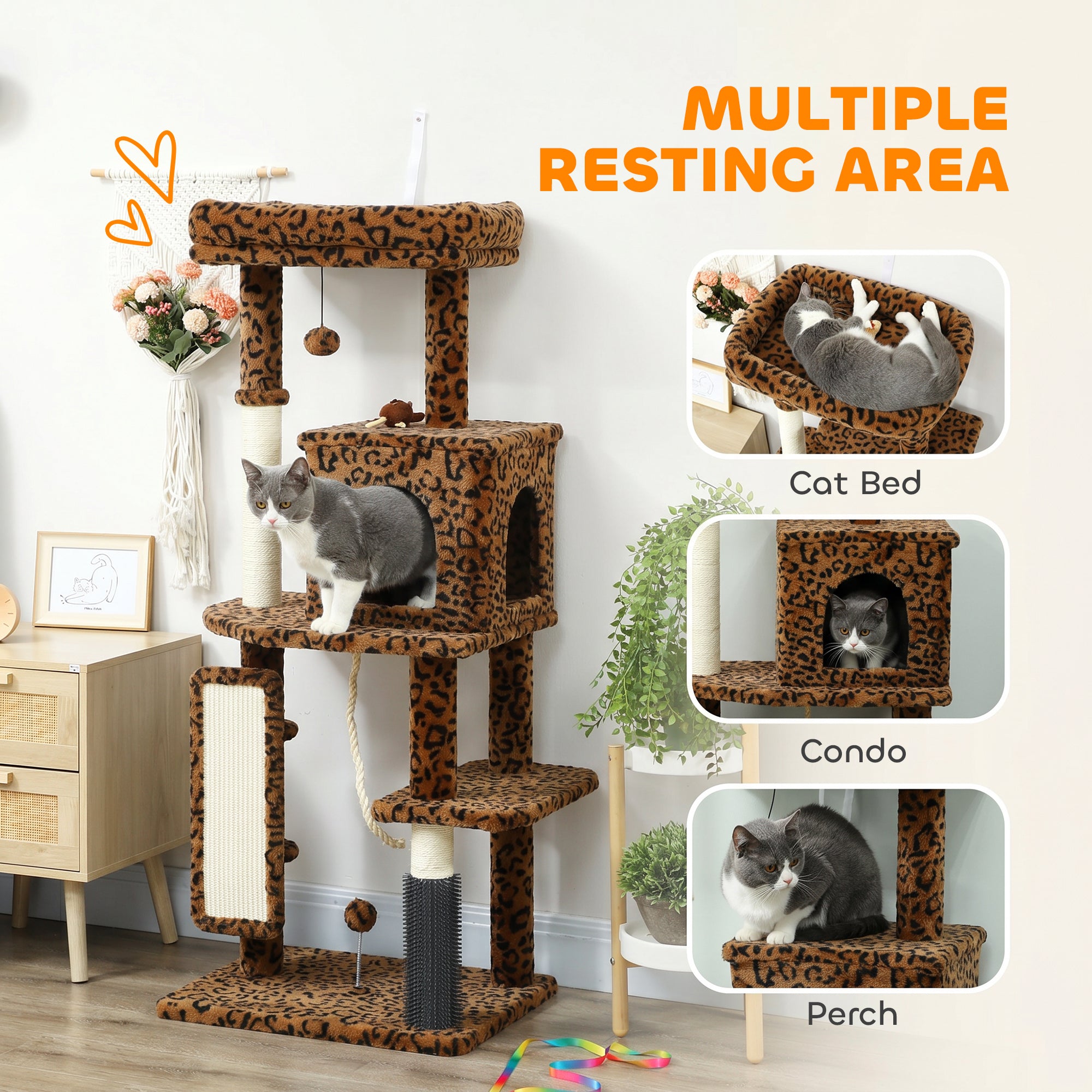 pawhut-arbre-chat-52-pouces-pour-grands-chats-avec-griffoirs-lit-niche-et-platef image 6