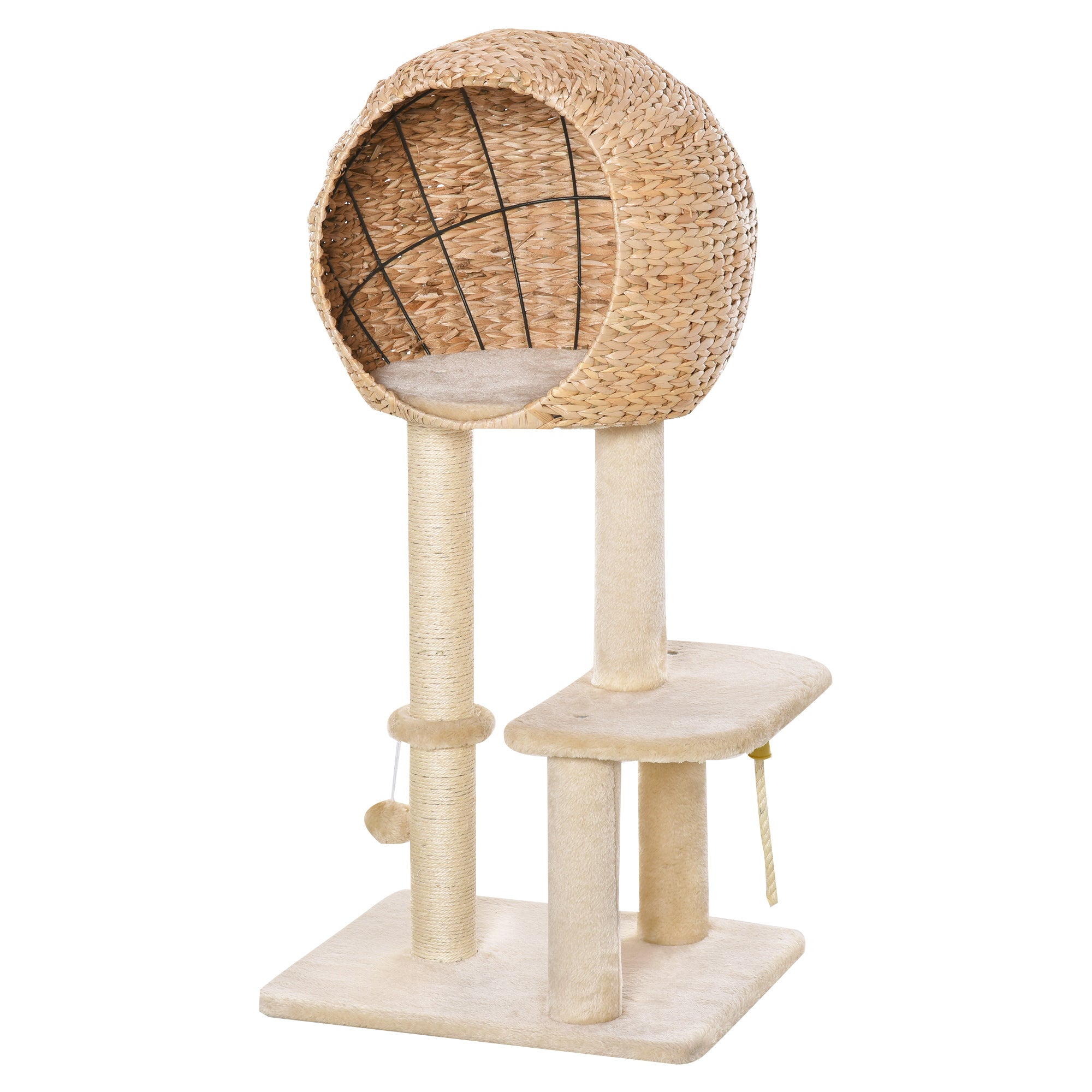 pawhut-arbre-chat-multi-niveaux-99-cm-avec-griffoir-sisal-et-maison image 2