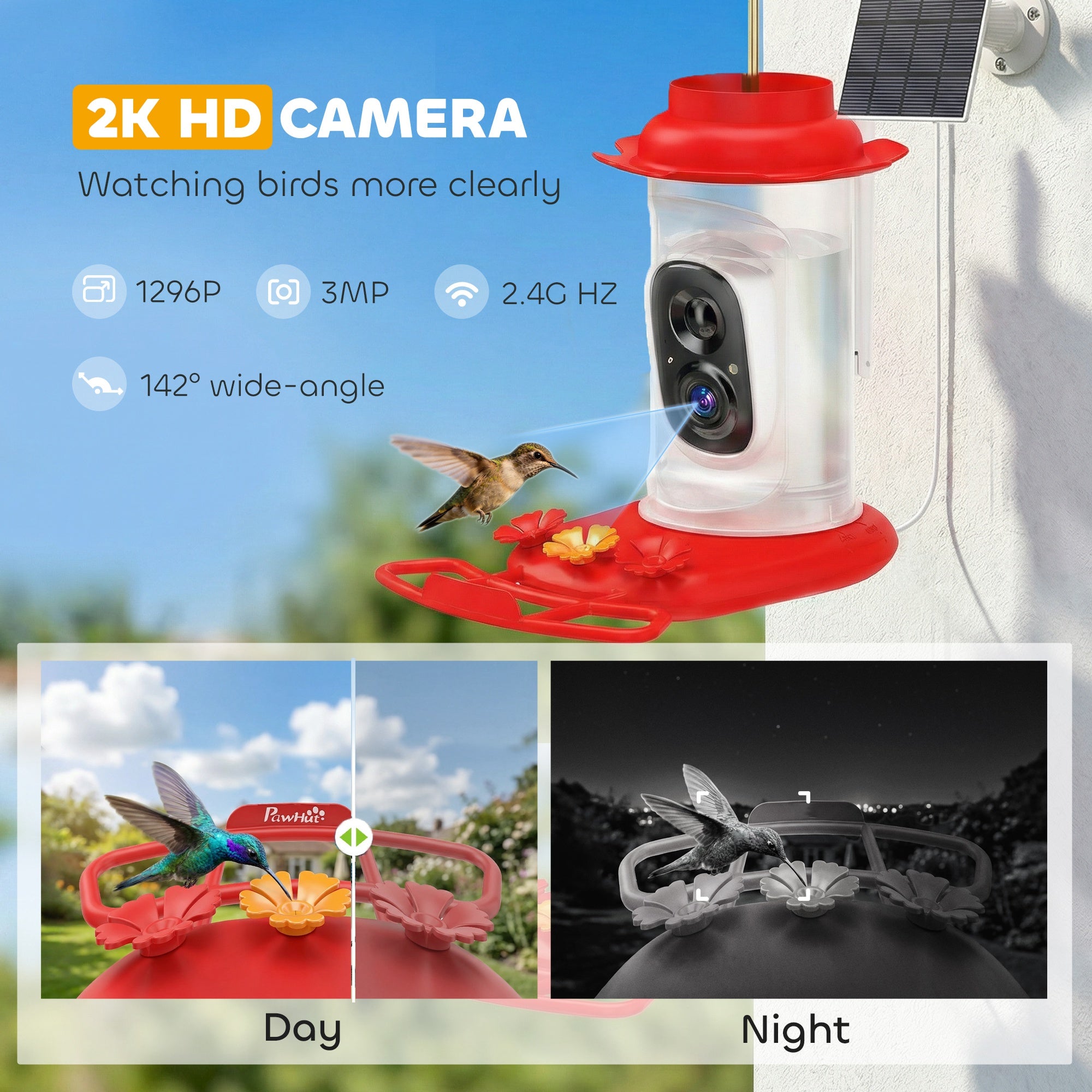 pawhut-mangeoire-oiseaux-avec-cam-ra-2k-ai-16000-esp-ces-solaire-3w-et-alertes-l image 7