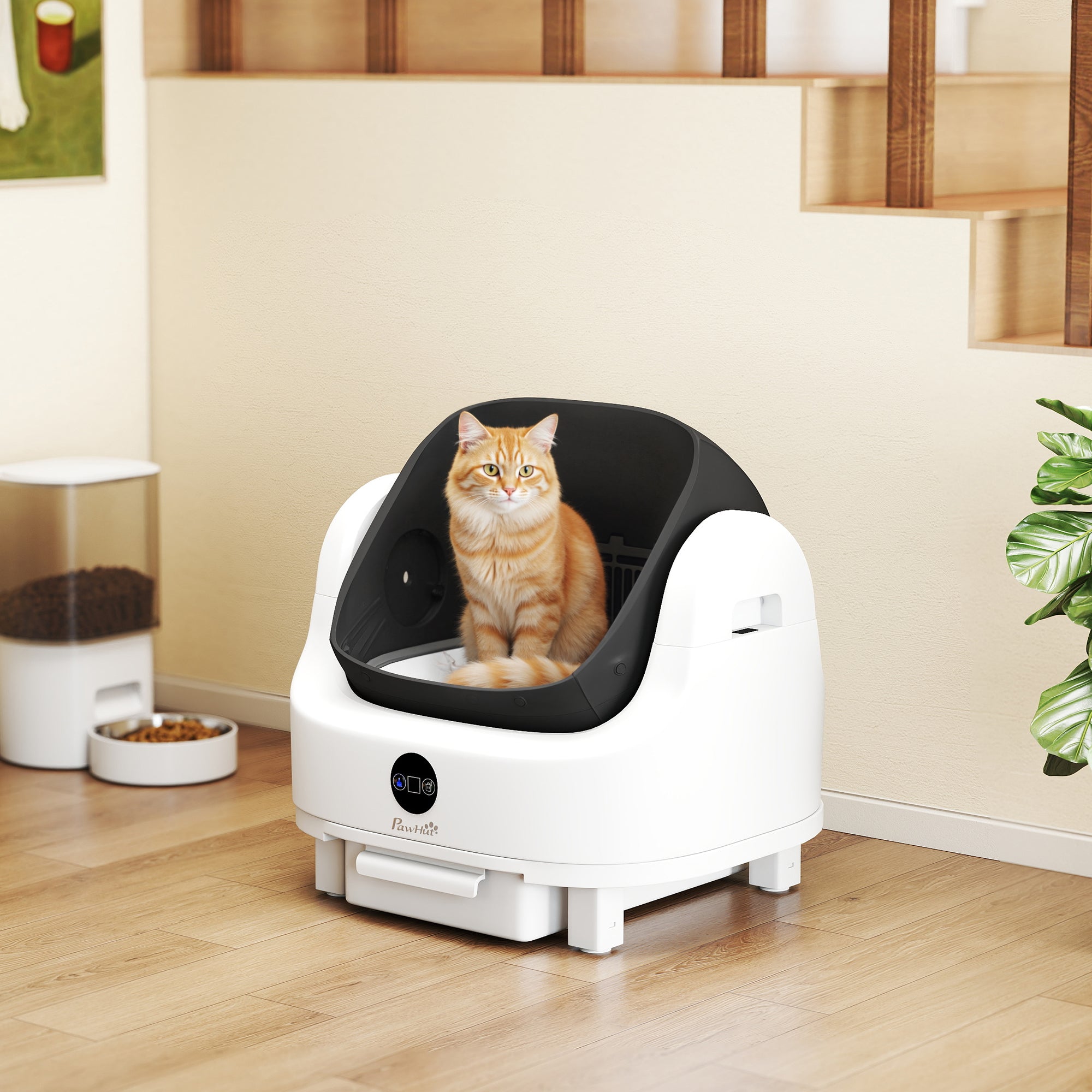 pawhut-liti-re-autonettoyante-ouverture-dessus-pour-chats-seniors image 3