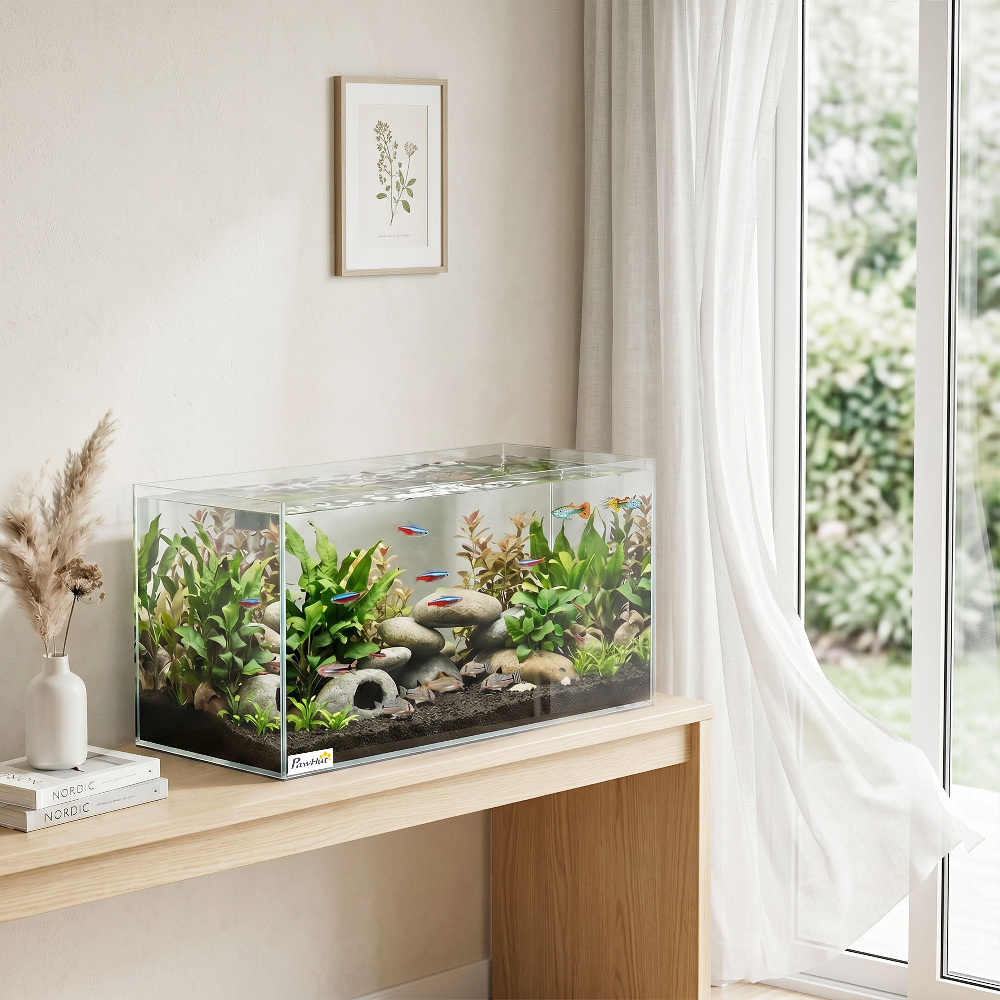 pawhut-aquarium-en-verre-51l-avec-tapis-de-protection-pour-poissons-crevettes-et image 4