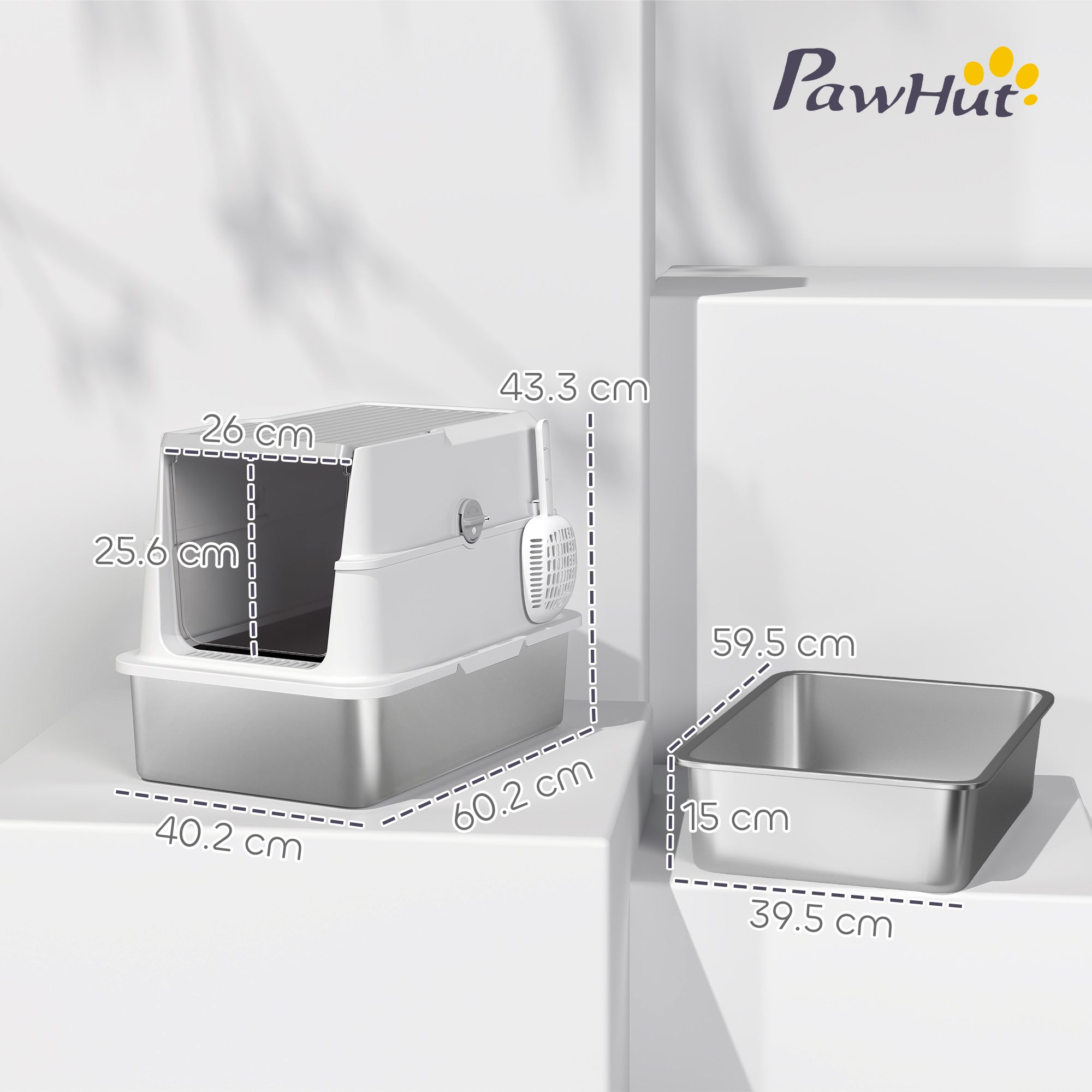 pawhut-bac-liti-re-chat-xl-ferm-inox-avec-d-sodorisant-acier image 5