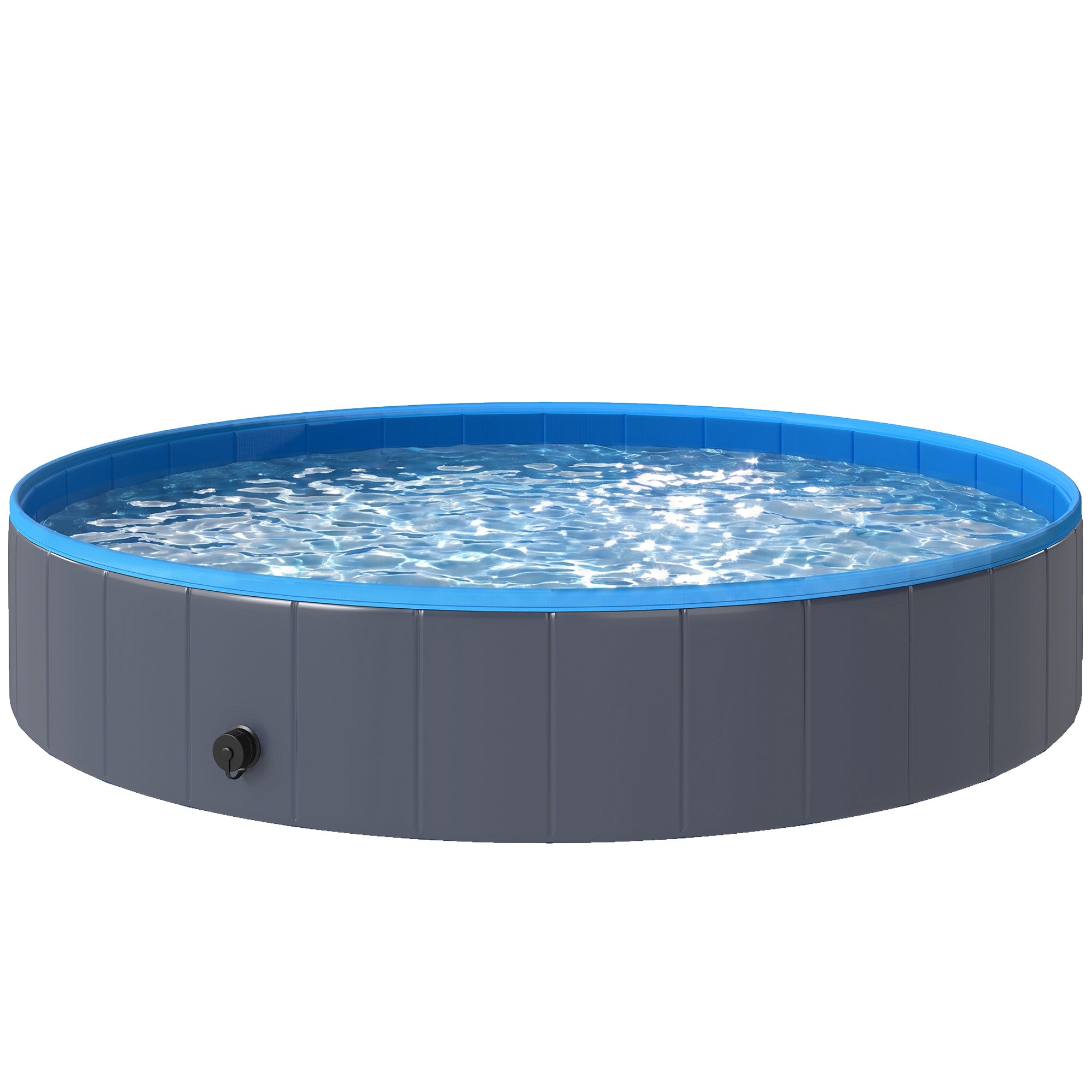 pawhut-piscine-pliable-pour-chien-140-x-30-cm-pvc-bleu-et-gris-fonc image 2