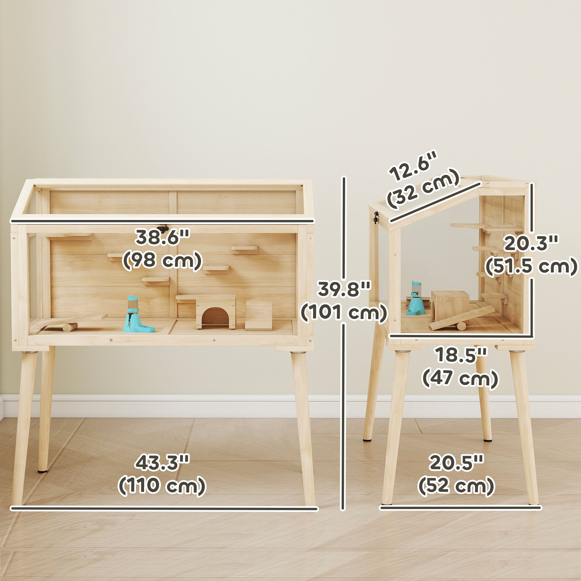 pawhut-cage-hamster-bois-43-3-x-20-5-x-39-8-avec-plateformes-et-biberon image 5