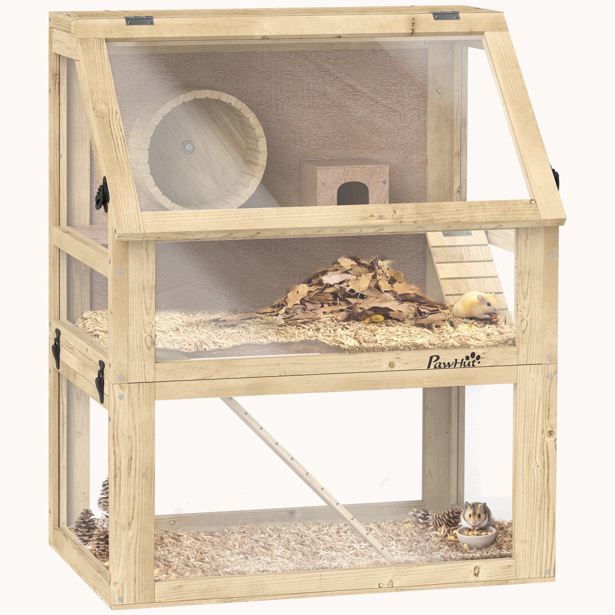 pawhut-cage-habitat-hamster-panorama-naturel-3-tages-61-x-41-x-75-cm image 1
