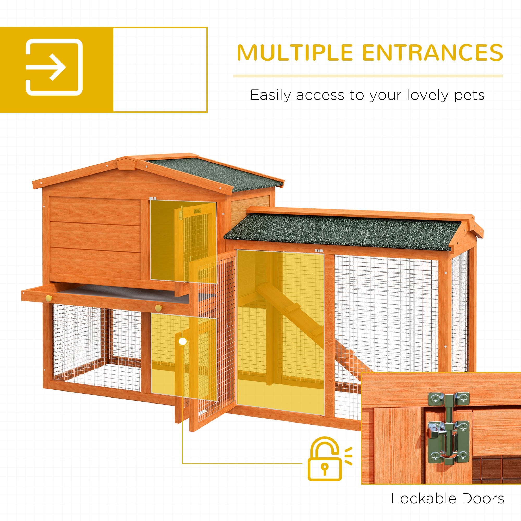 pawhut-cage-lapin-2-niveaux-avec-rampe-et-tiroir-orange image 7