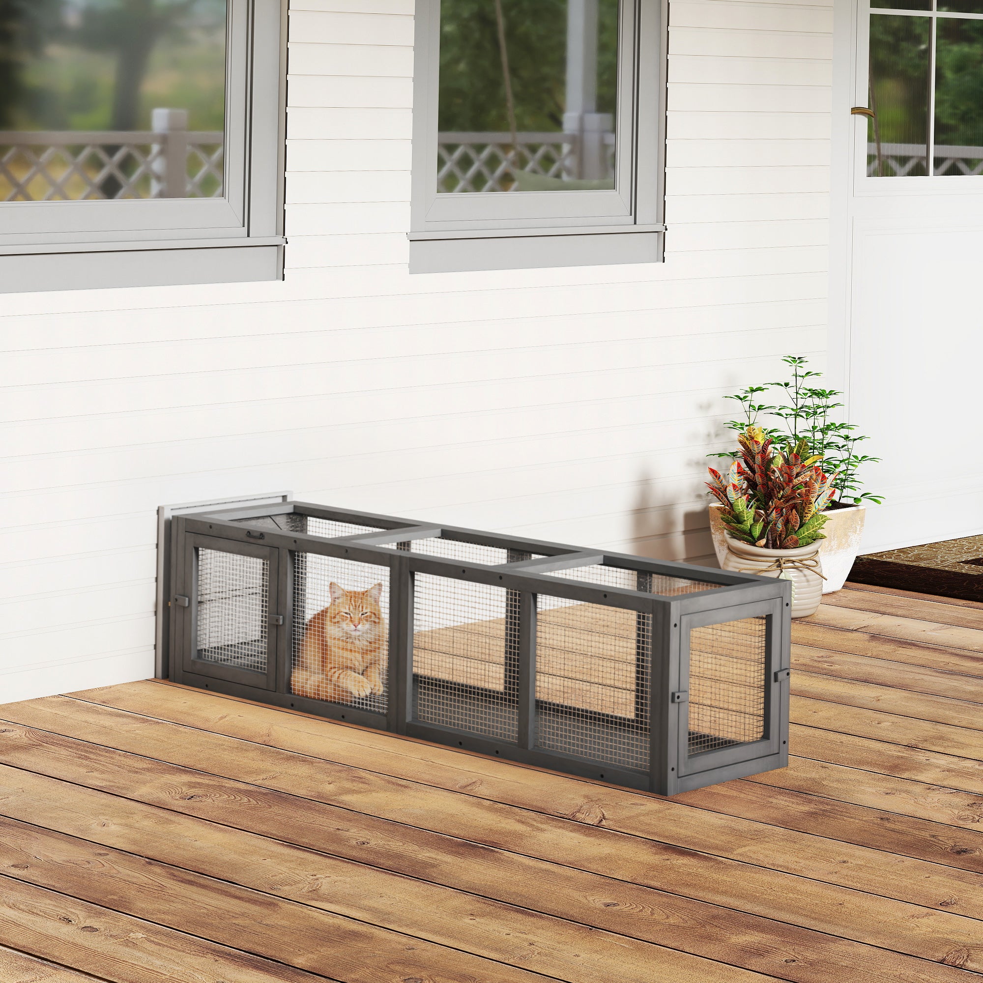 pawhut-tunnel-ext-rieur-modulaire-pour-chat-150-cm-enclos-de-jeu image 4