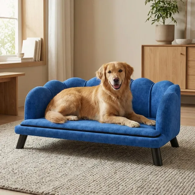 pawhut-canap-chien-design-perle-mousse-bleu-fonc image 1