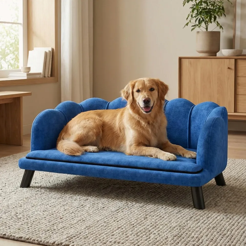 pawhut-canap-chien-design-perle-mousse-bleu-fonc image 1