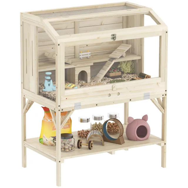 pawhut-cage-hamster-2-tages-spacieuse-avec-accessoires-et-rangement image 1