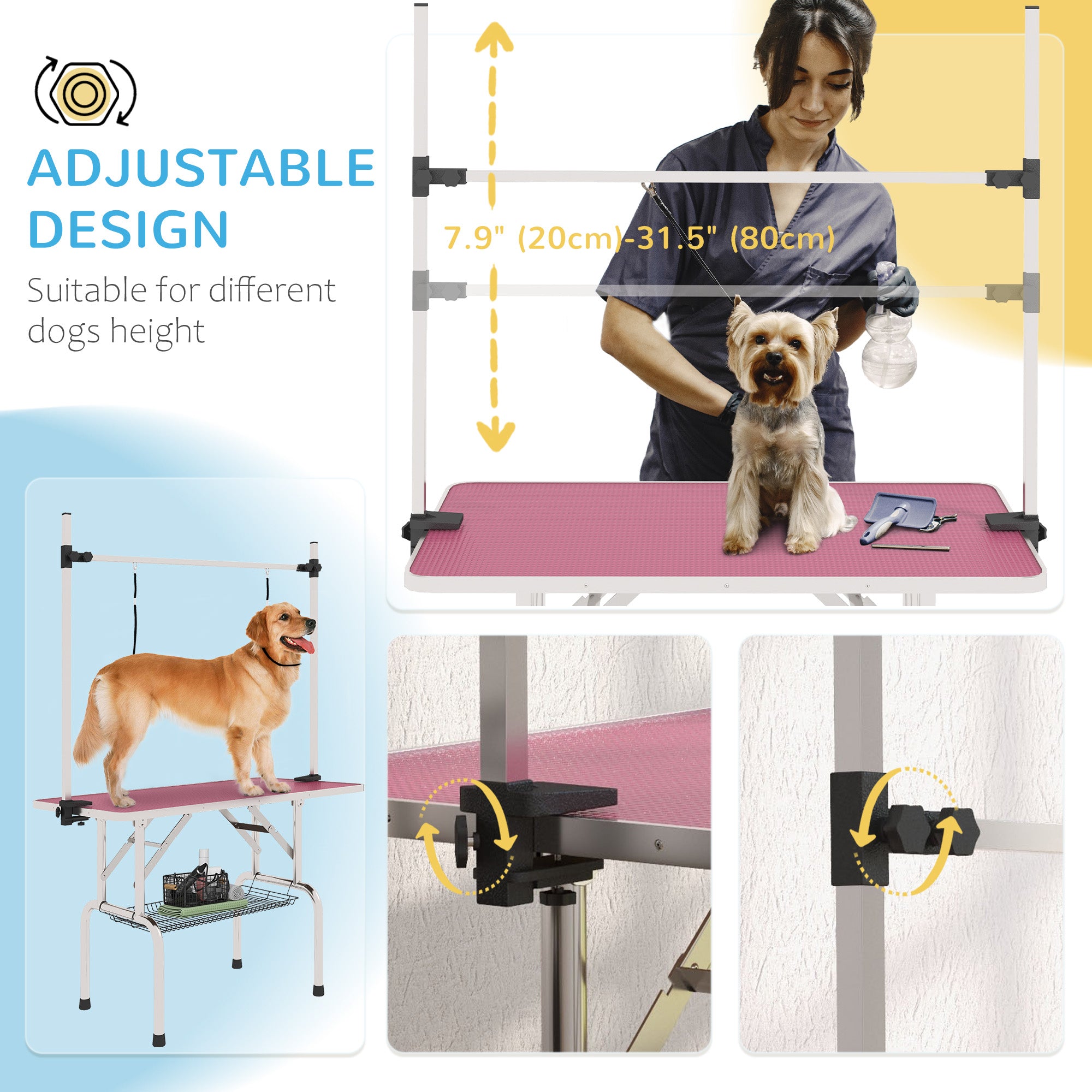 pawhut-table-de-toilettage-pliable-pour-chien-43-109-cm-avec-bras-r-glable-8-32- image 6