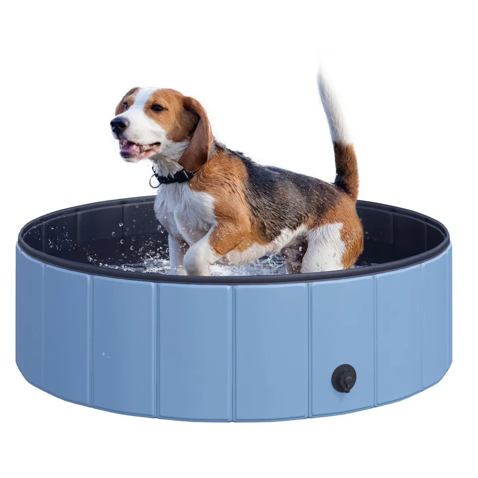 pawhut-piscine-pliable-pour-chien-bleue-100-x-30-cm-avec-vidange-et-fond-antid-r image 1