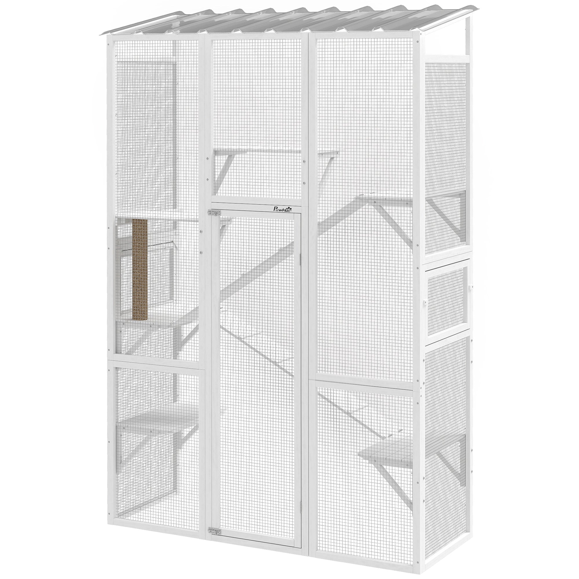 pawhut-grand-enclos-ext-rieur-chat-catio-6-plateformes-blanc image 2